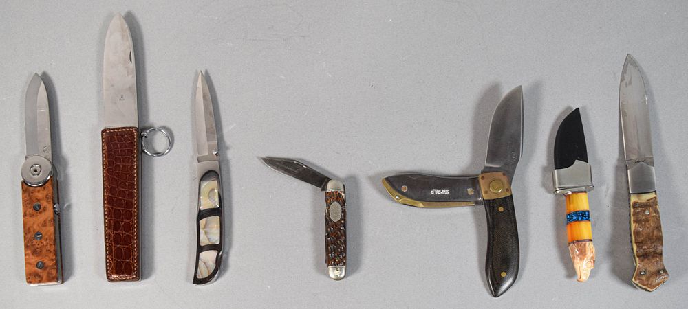 Lot 284: Group of 7 Custom and Collectible Knives Incl Peter Paris and Delotte