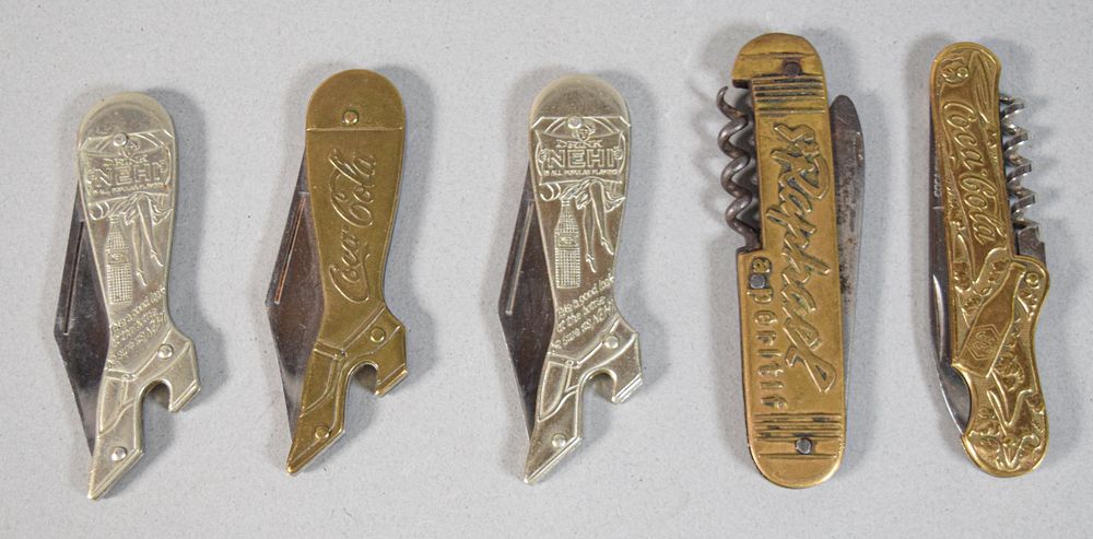 Lot 291: Group of 5 Vintage Advertising Pocket Knives Incl Coca Cola