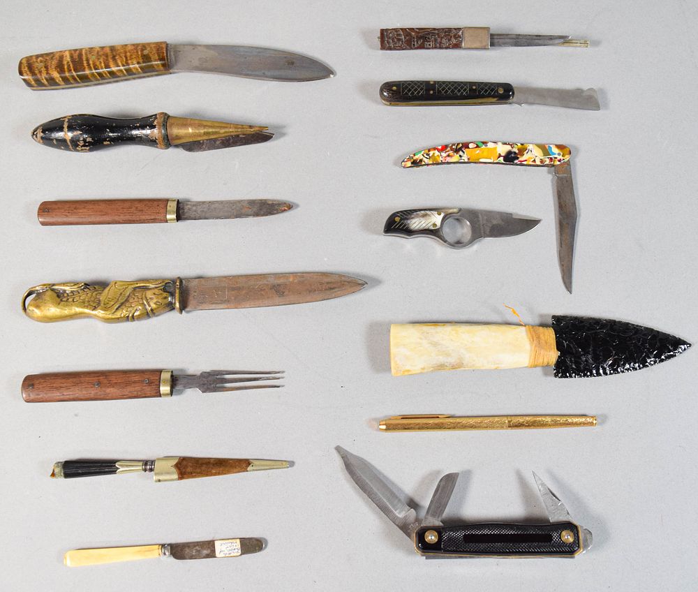 Lot 288: Group of 13 Knives and Utility Tools Incl George Unite and Solingen Examples