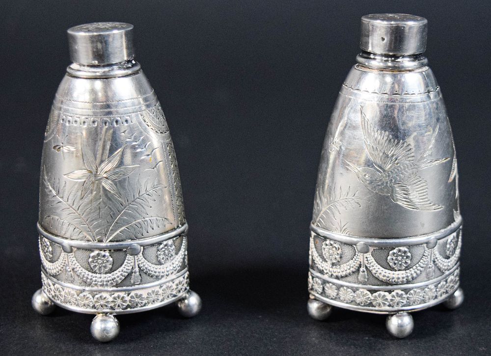 Lot 252: Pair of Gorham Sterling Silver Shakers, 1878