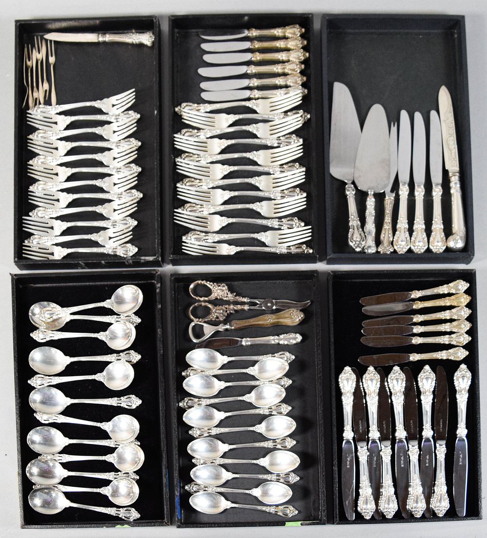 Lot 255: 154 Pieces of Sterling Silver Flatware, Primarily Lunt Silversmiths Eloquence Pattern