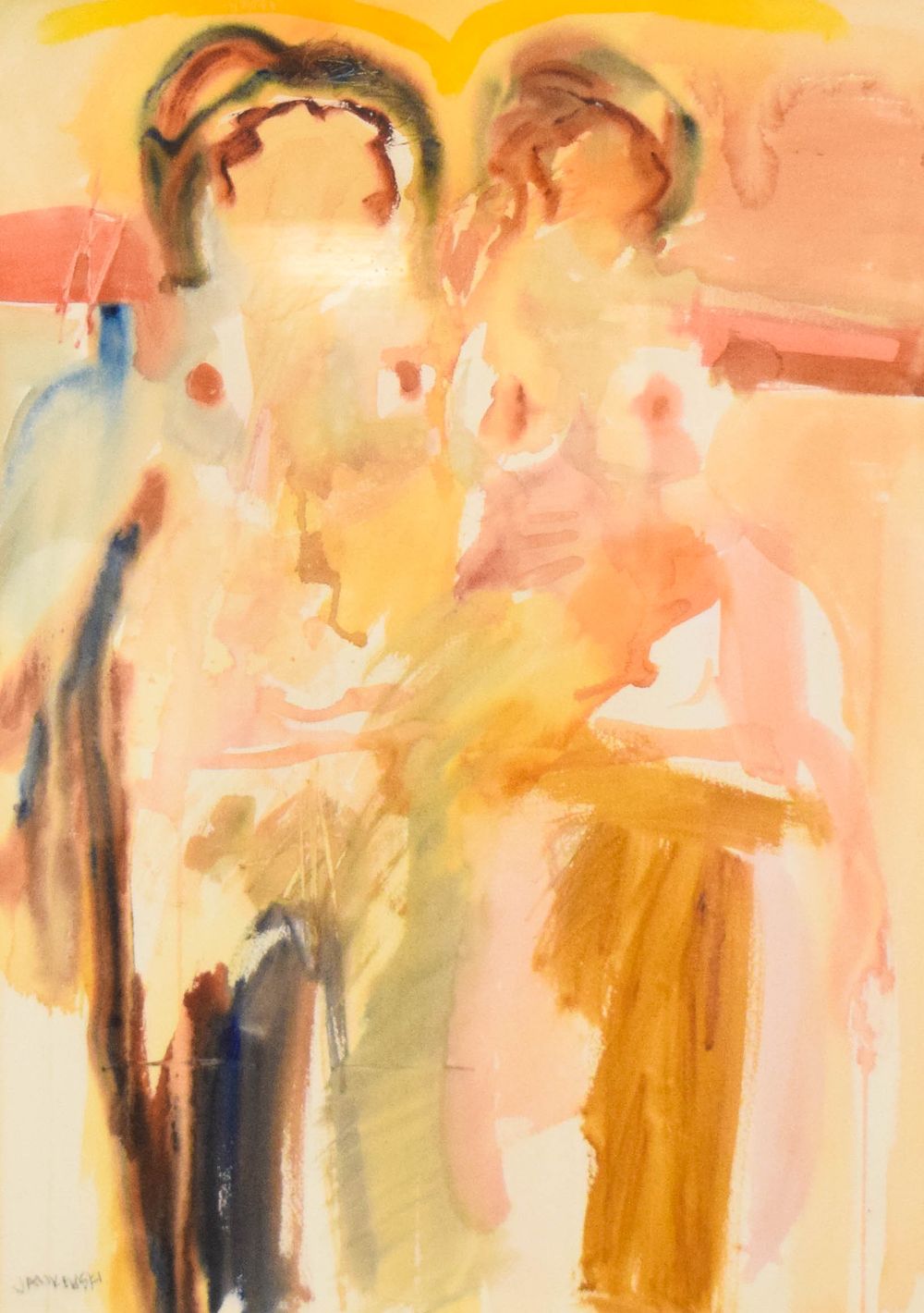 Lot 228: Jankowski Watercolor on Paper Abstract Nude Figures