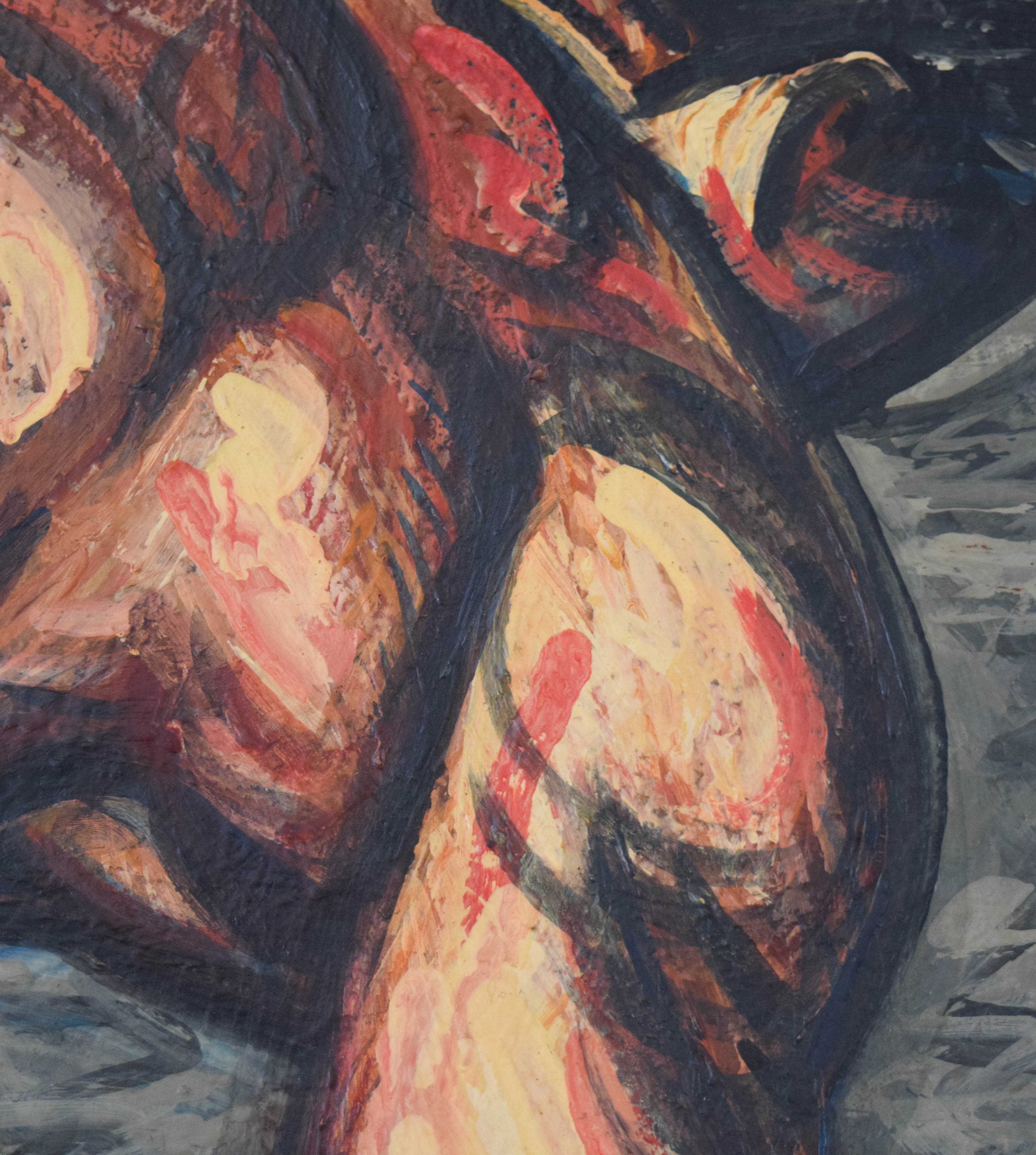 Philip Stein Oil on Board Abstract Figurative Study
