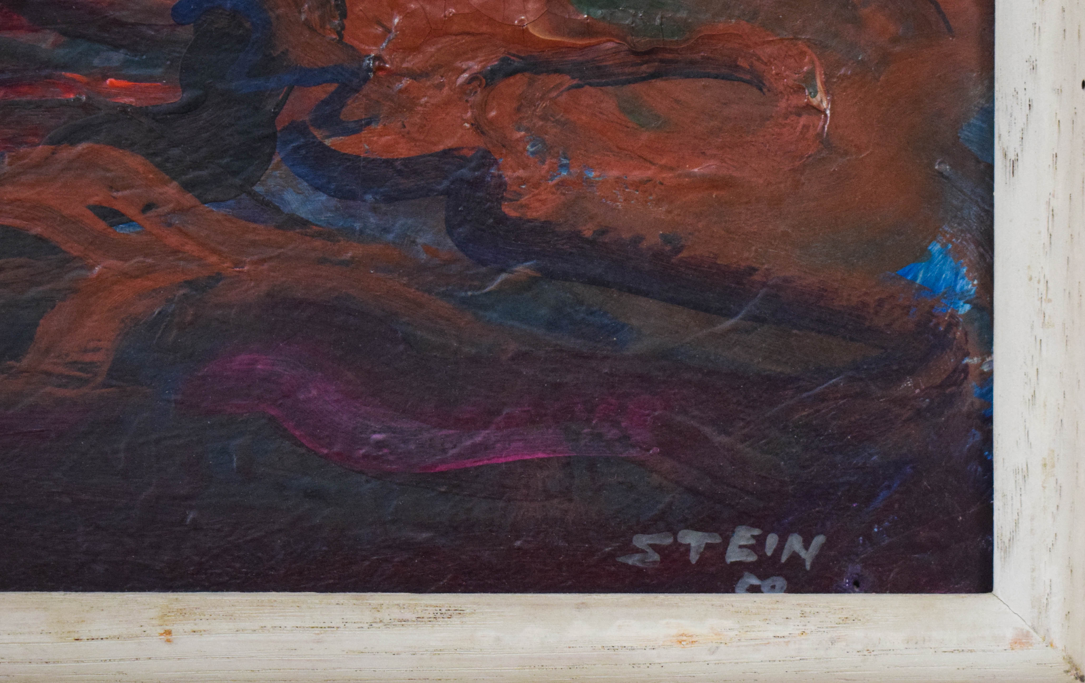 Philip Stein Oil on Board Fire Scene