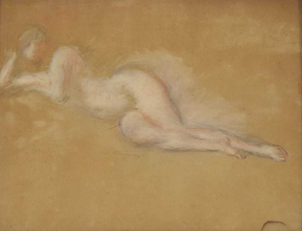 Lot 231: Pastel Drawing Reclining Nude In The Style Of Renoir