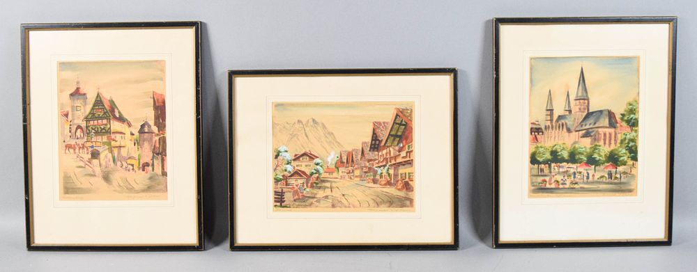 Lot 208: Group of 3 Original Pfitzer German Townscape Prints