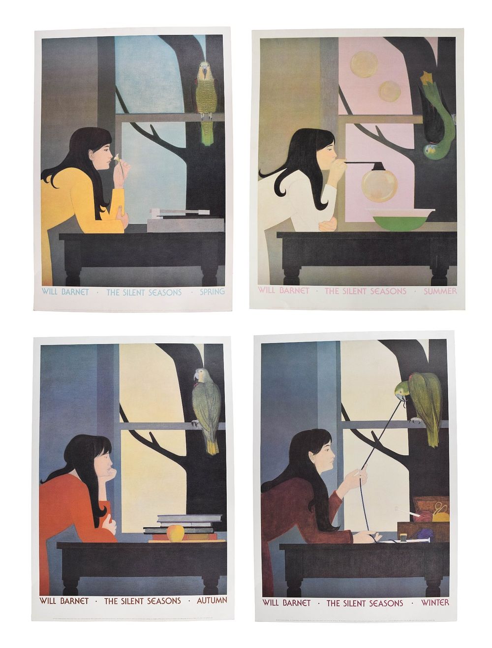 Lot 370: Set of 4 Will Barnet Repro Lithographic Posters, The Silent Seasons