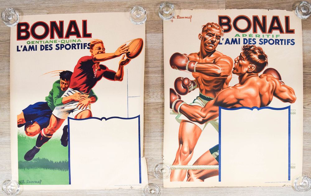 Lot 305: Charles Lemmel Pair of Bonal L’Ami des Sportifs Advertising Posters