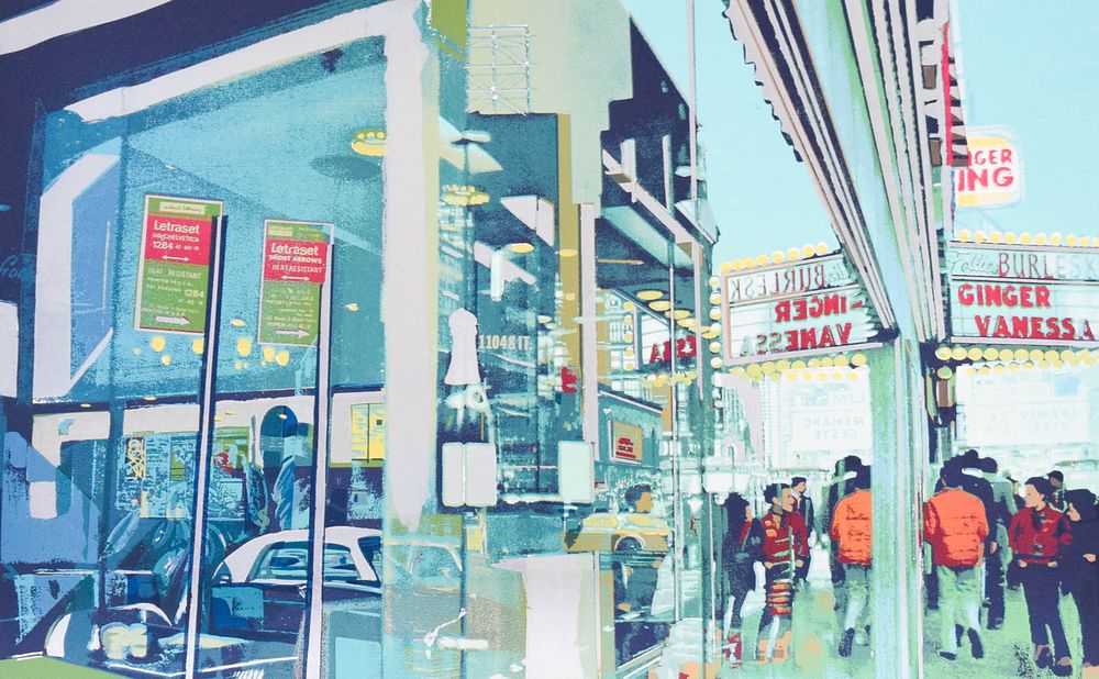 Lot 363: C. J. Yao Screenprint Photorealist City Scene 1980