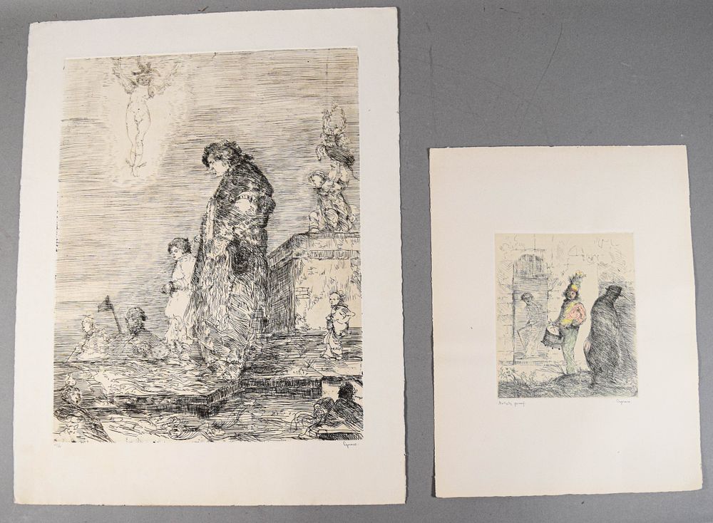 Lot 205: Vincent Capraro Pair of Etchings