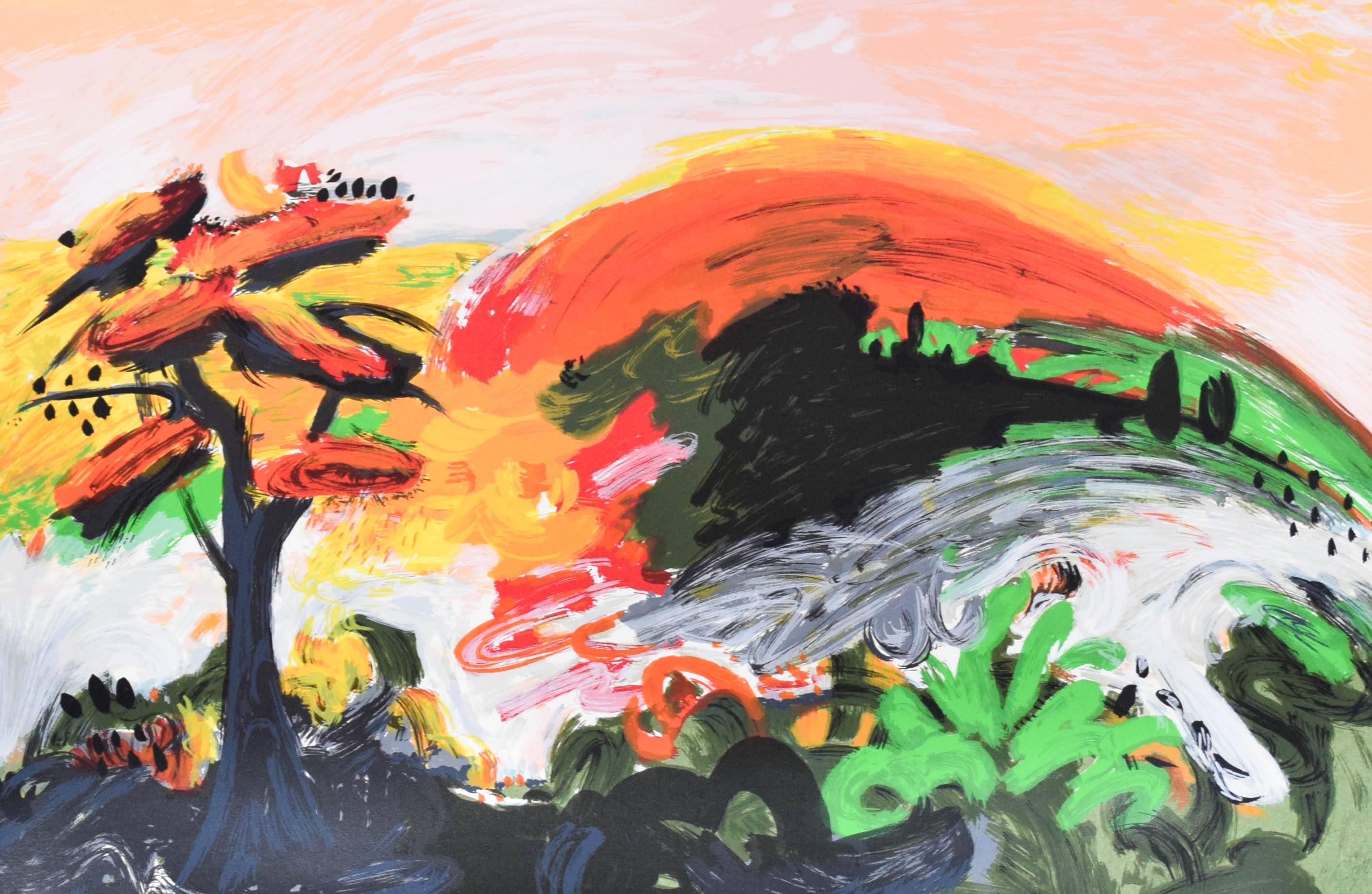 Yehouda Chaki Artist's Proof Lithograph Abstract Landscape