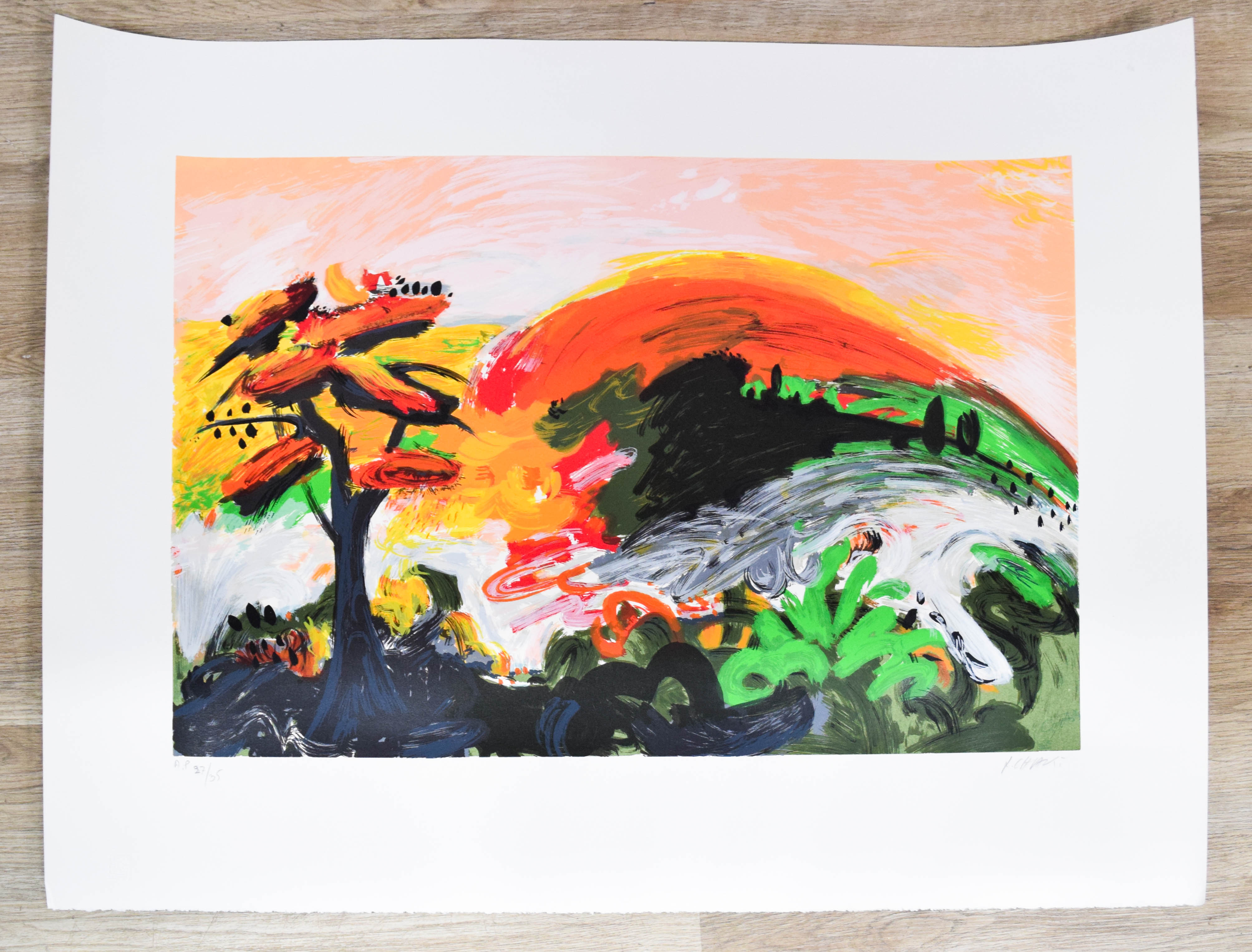 Yehouda Chaki Artist's Proof Lithograph Abstract Landscape