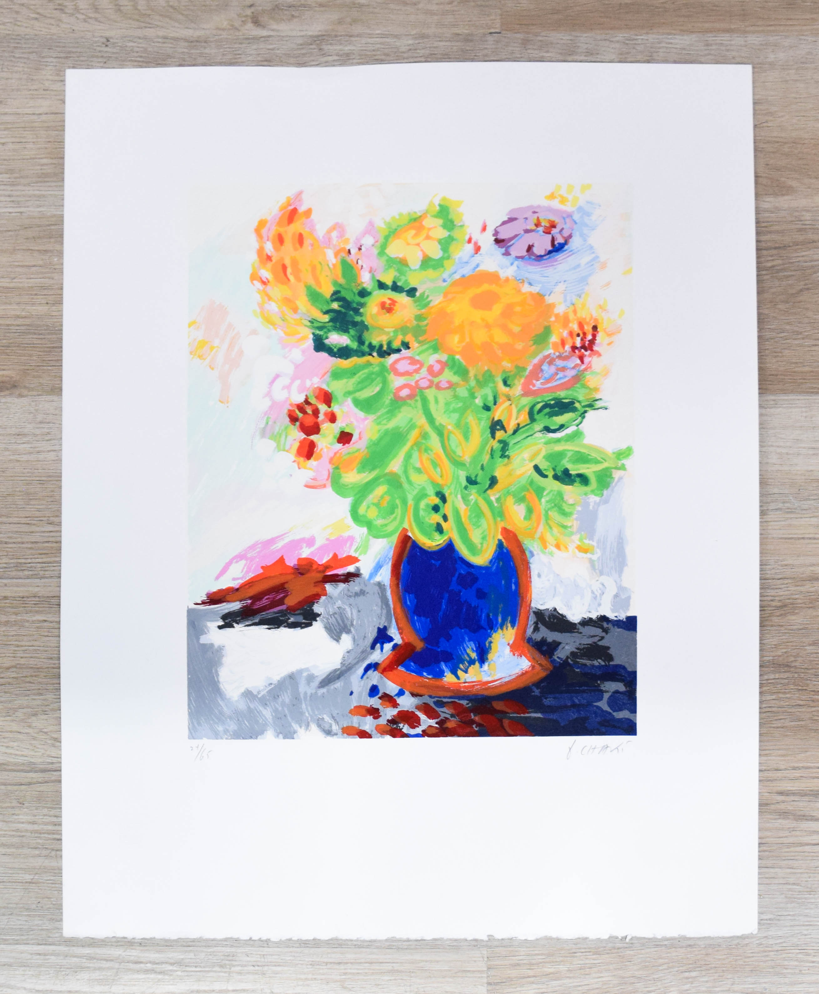 Yehouda Chaki Limited Edition Lithograph Floral Still Life