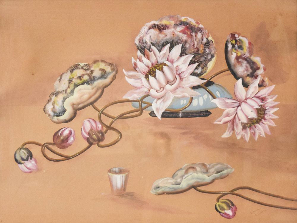 Lot 219: Zara Ellwood Gouache on Board Water Lily