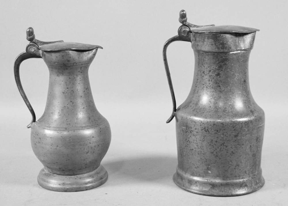 Lot 259: Pair of Antique French Pewter Jugs