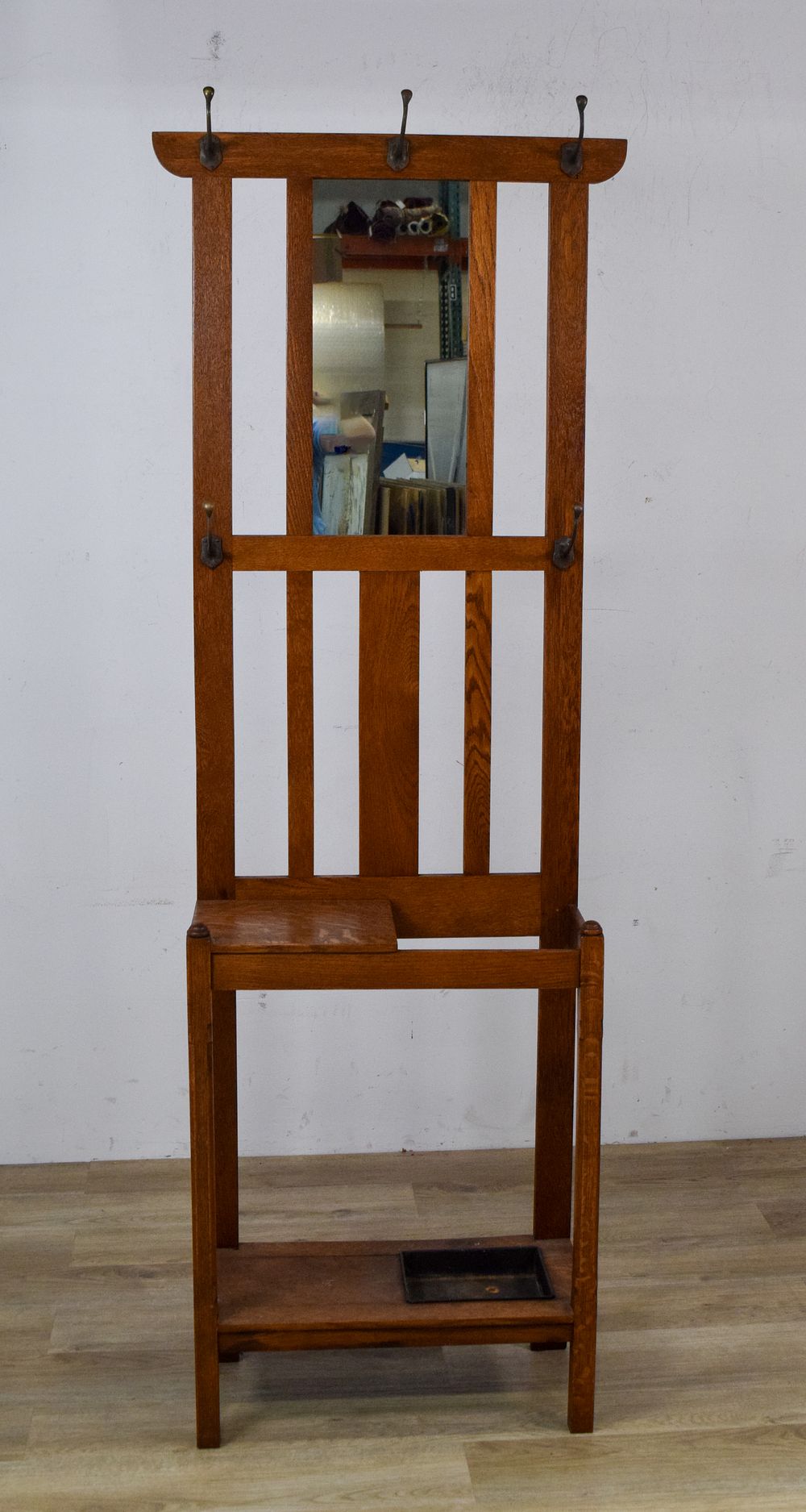 Lot 391: Arts and Crafts Mission Oak Hall Tree