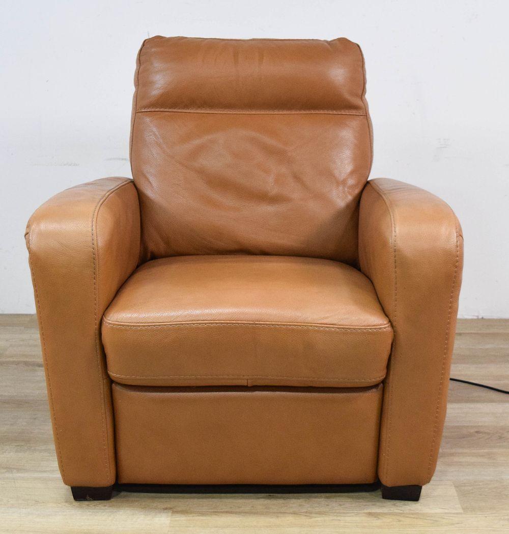 Lot 373: Natuzzi Editions Leather Power Reclining Armchair