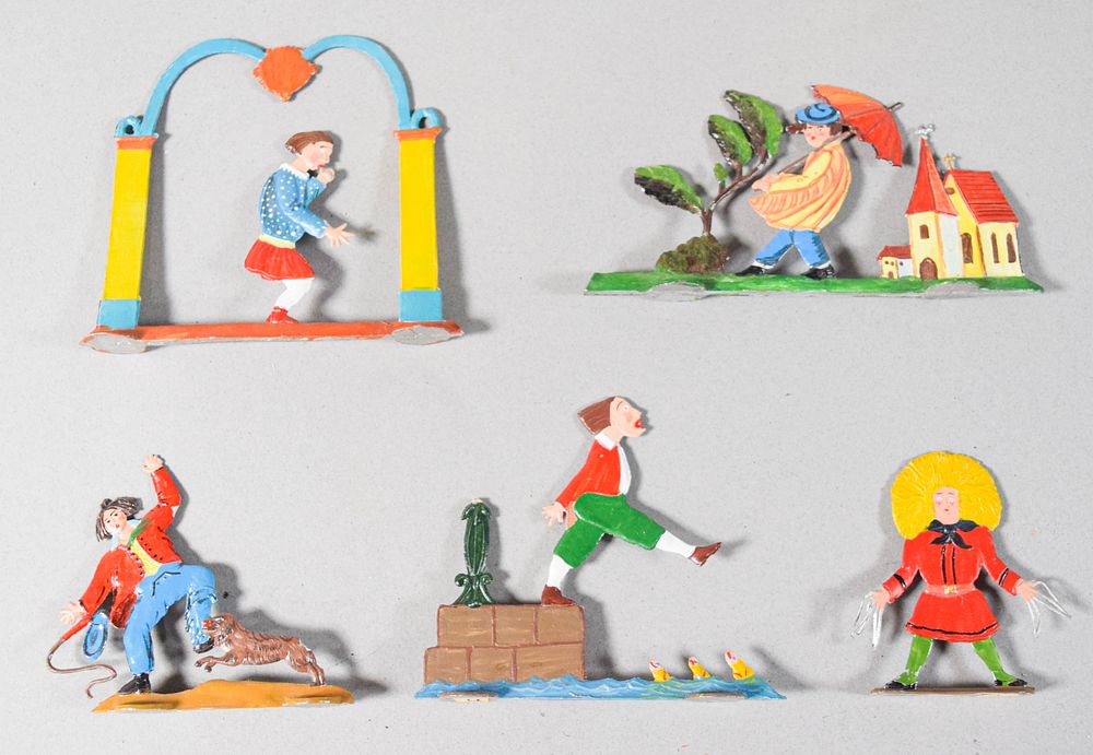 Lot 174: Set of 5 German Flat Figures Illustrating Der Struwwelpeter