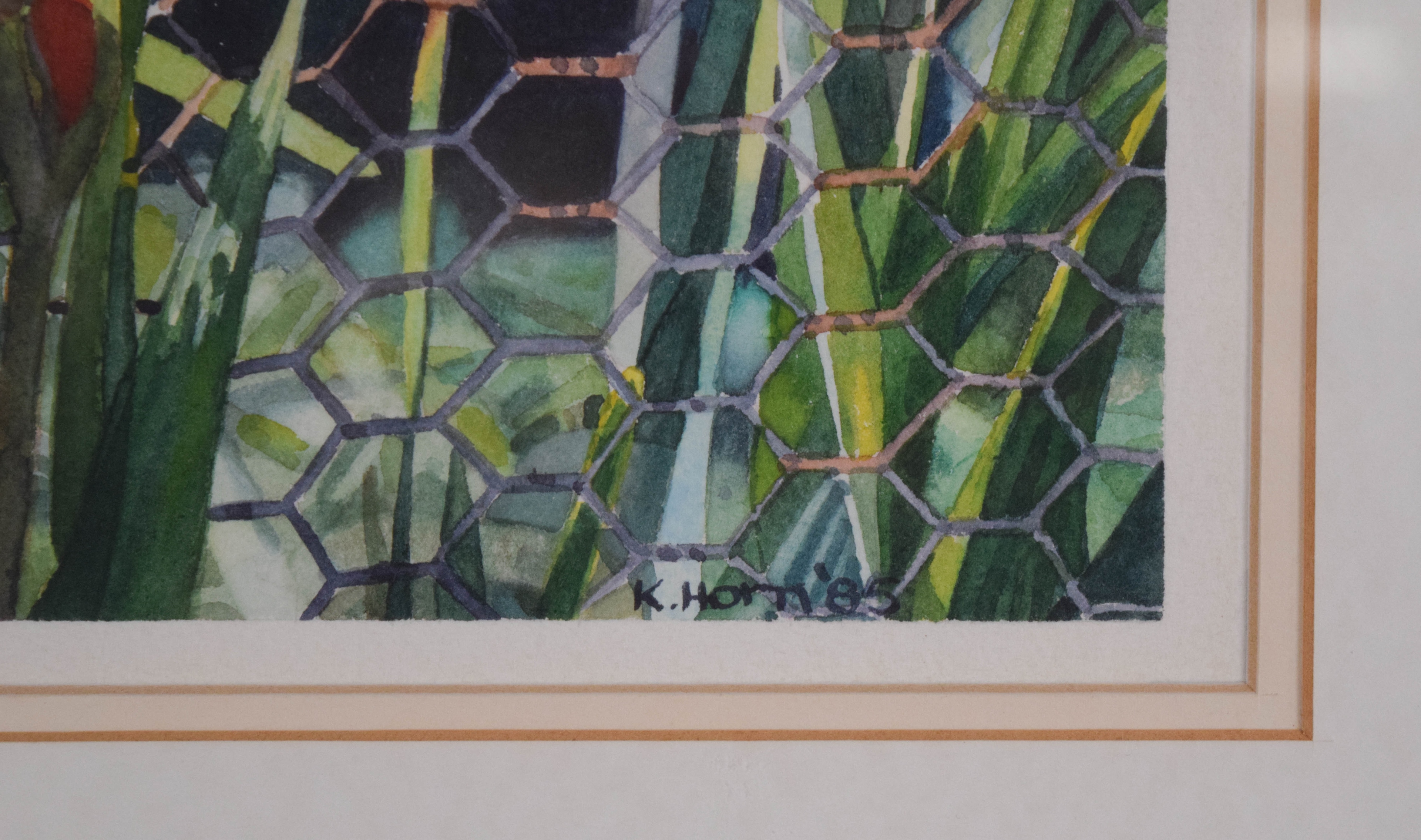 Karen Horn Watercolor Flowers on Fence