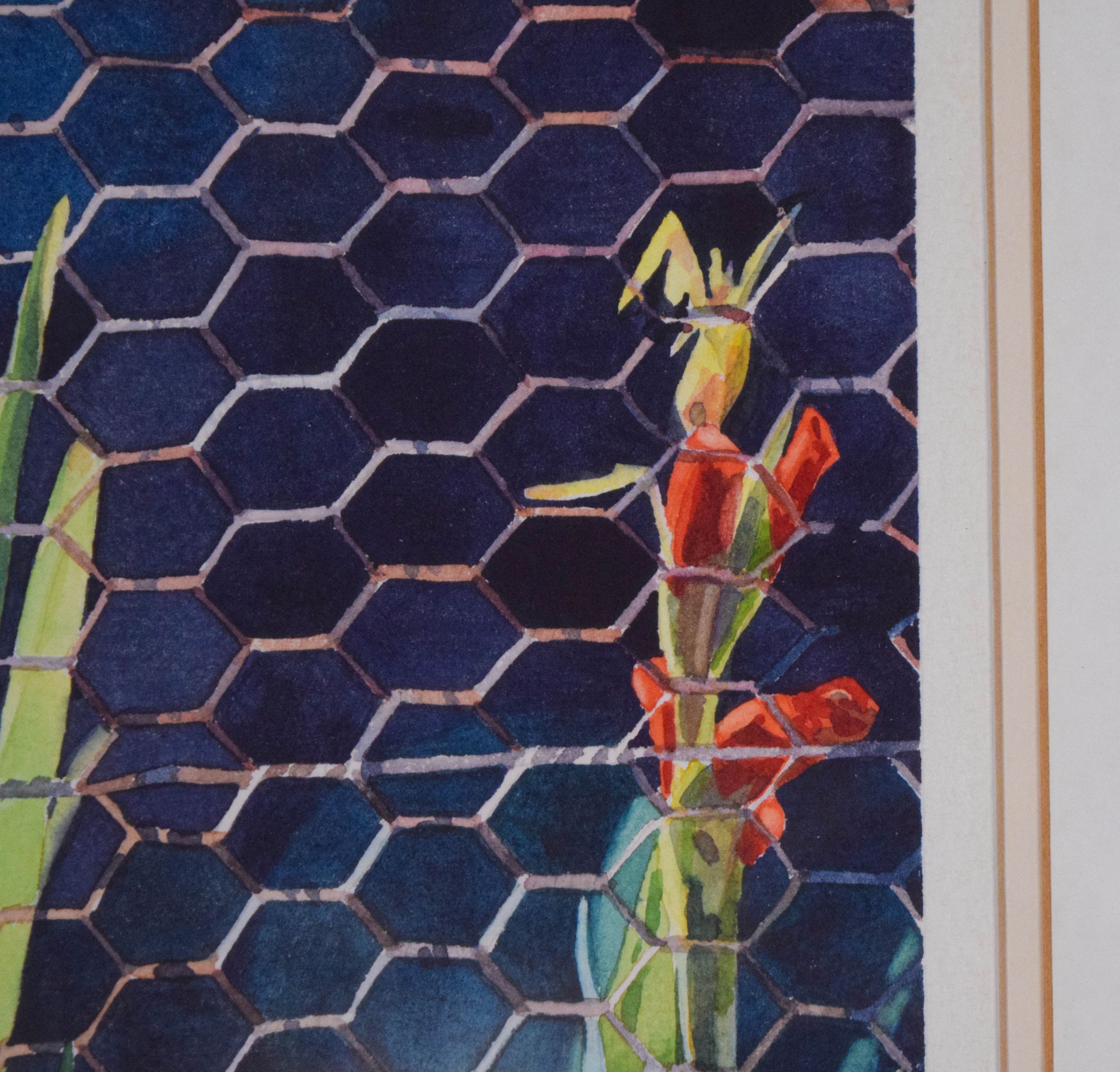 Karen Horn Watercolor Flowers on Fence
