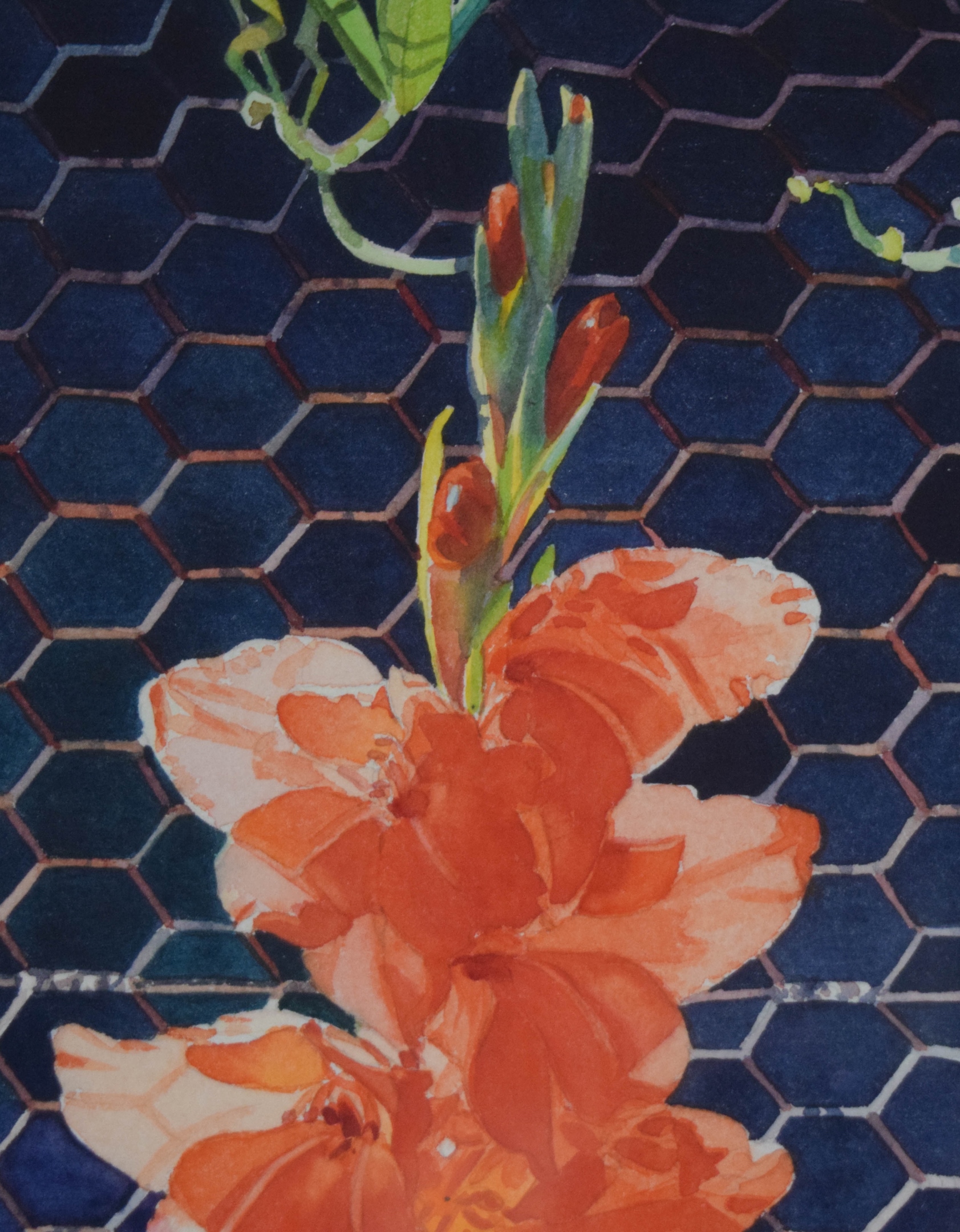 Karen Horn Watercolor Flowers on Fence