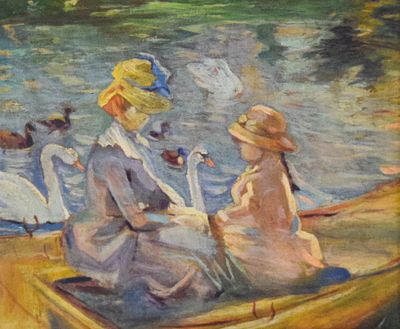 After Berthe Morisot Oil on Canvas On the Lake. Oil on canvas copy of the original work "On the 