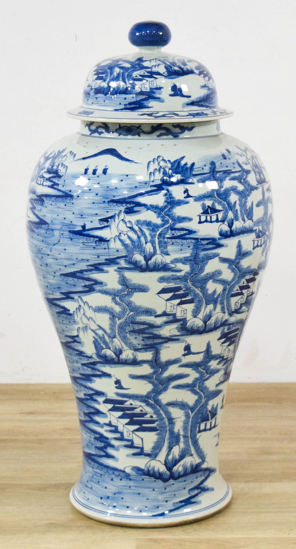 Lot 181: Oversized Chinese Blue and White Porcelain Ginger Jar