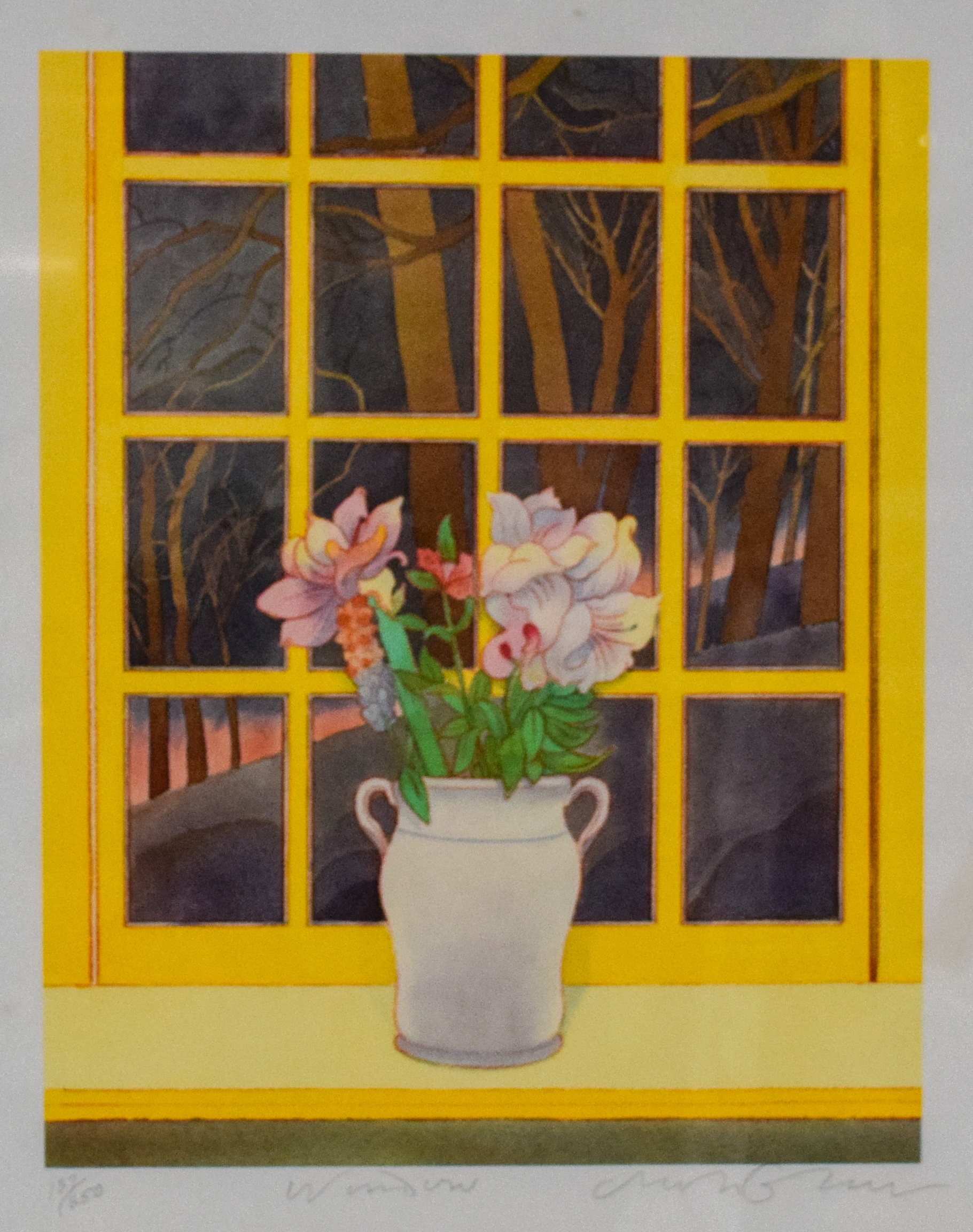 Milton Glaser Lithograph Flowers in Window