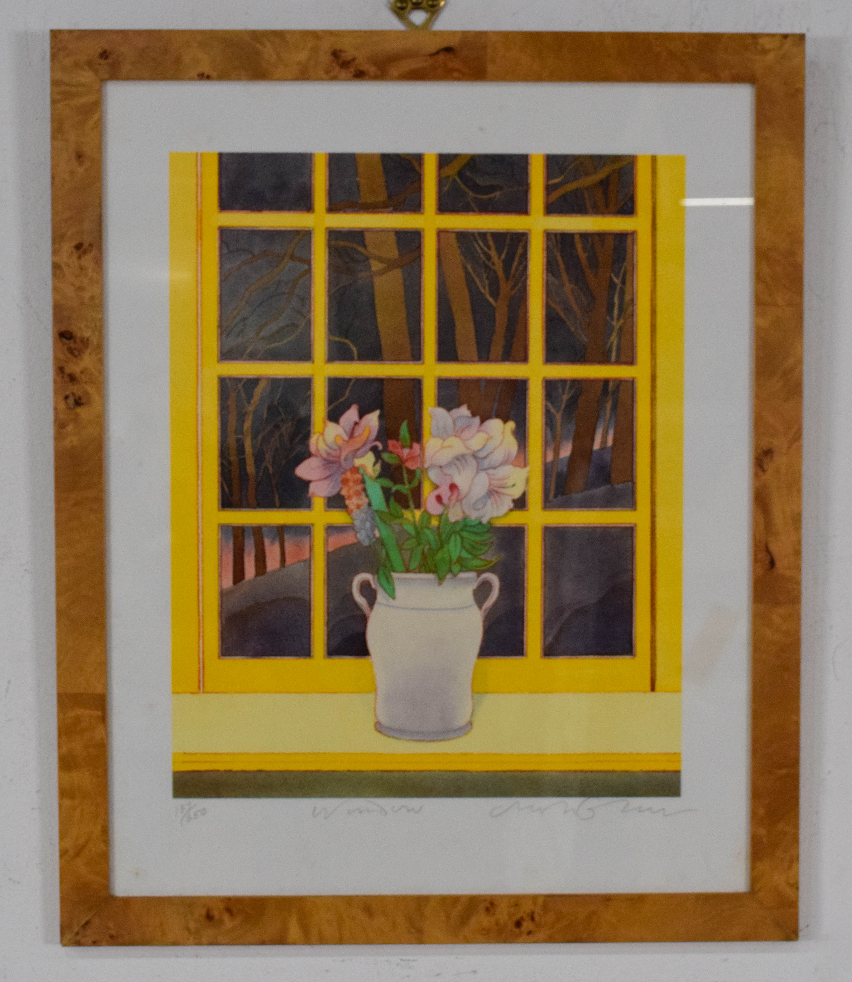 Milton Glaser Lithograph Flowers in Window
