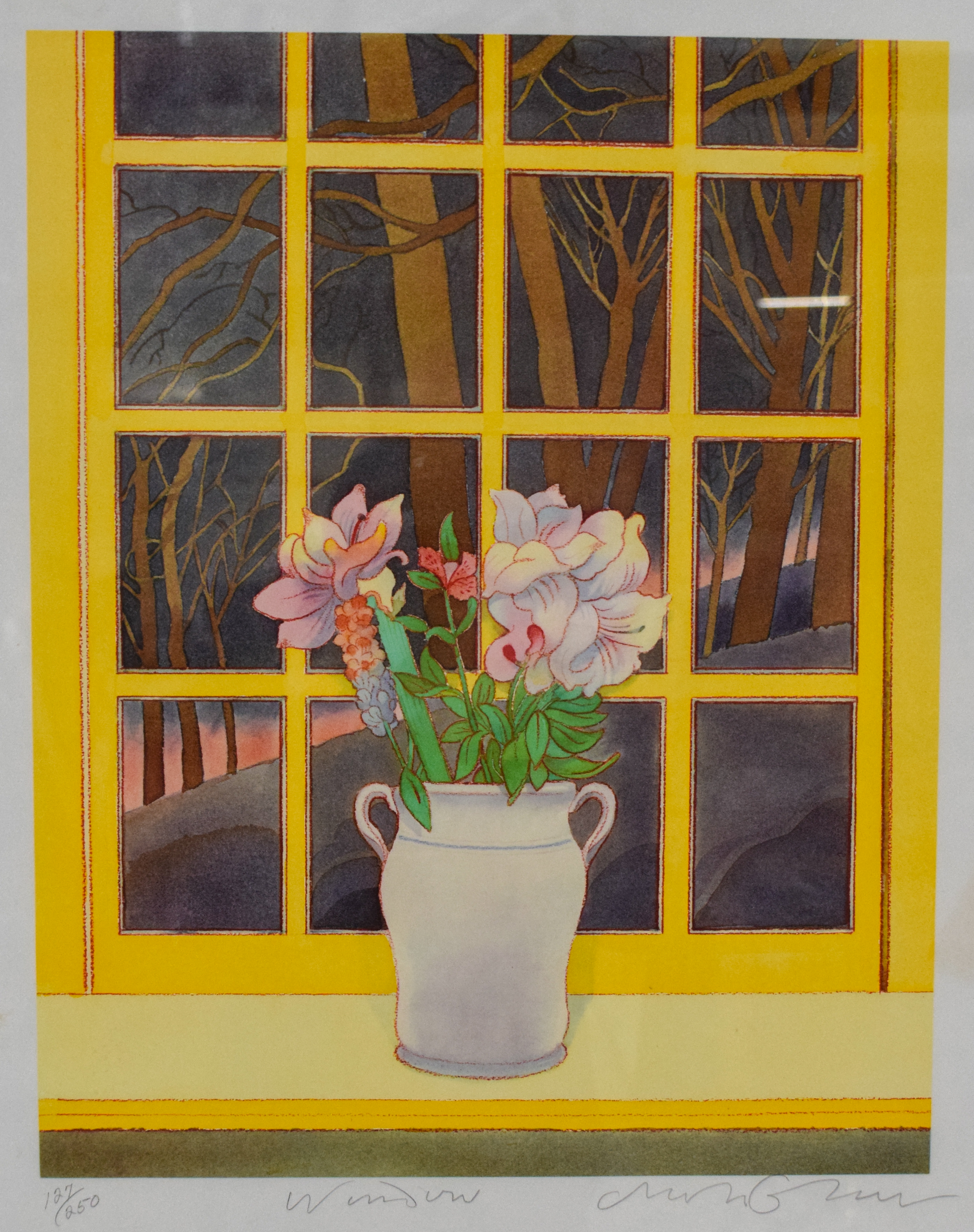 Milton Glaser Lithograph Flowers in Window
