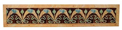 Large Art Nouveau Majolica Tile Panel. Large decorative architectural panel with Art Nouveau 