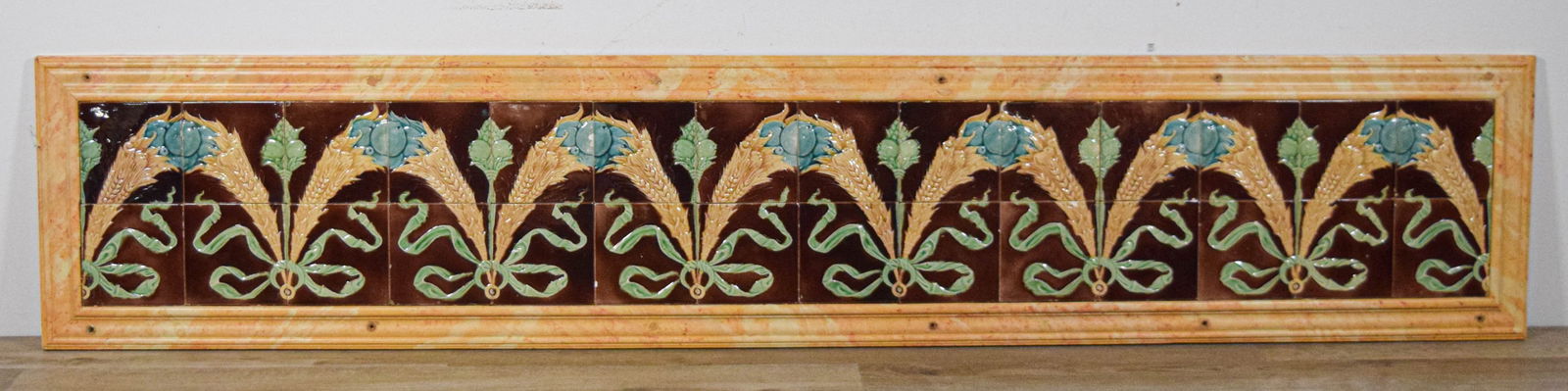 Large Art Nouveau Majolica Tile Panel