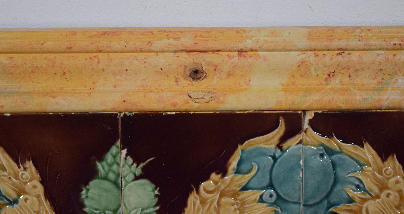 Large Art Nouveau Majolica Tile Panel