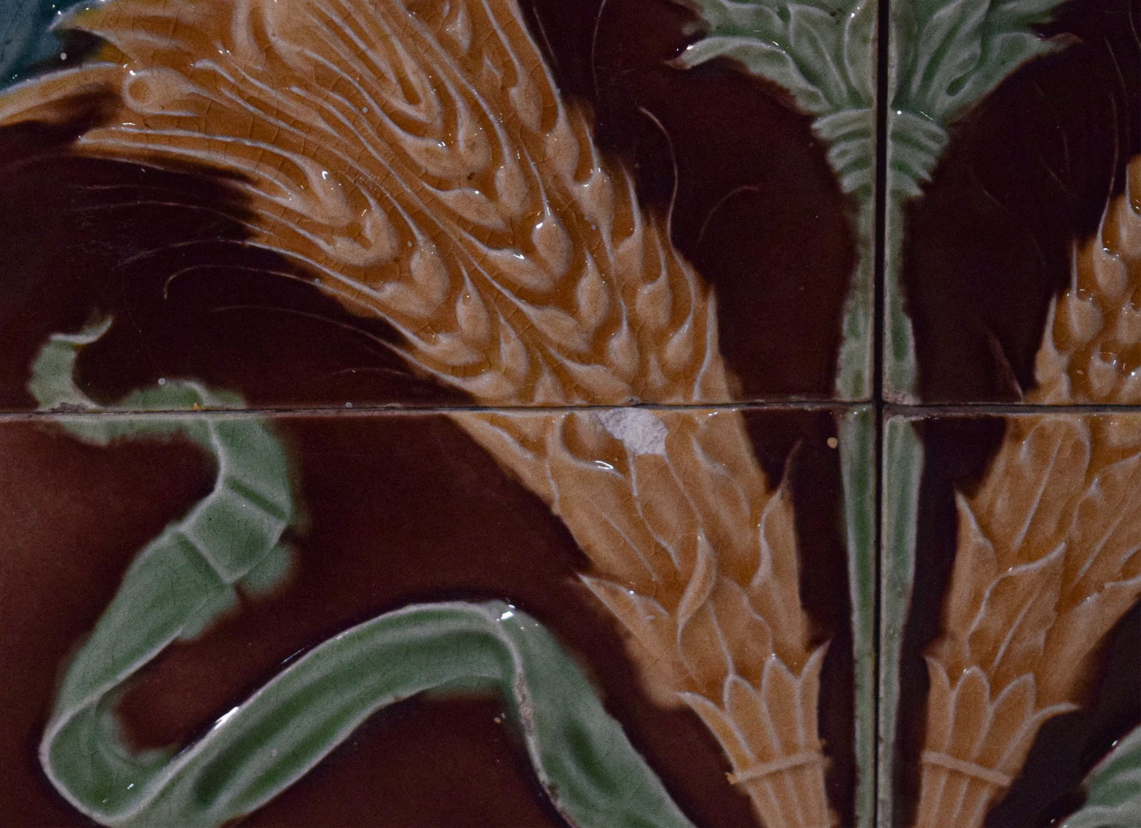 Large Art Nouveau Majolica Tile Panel