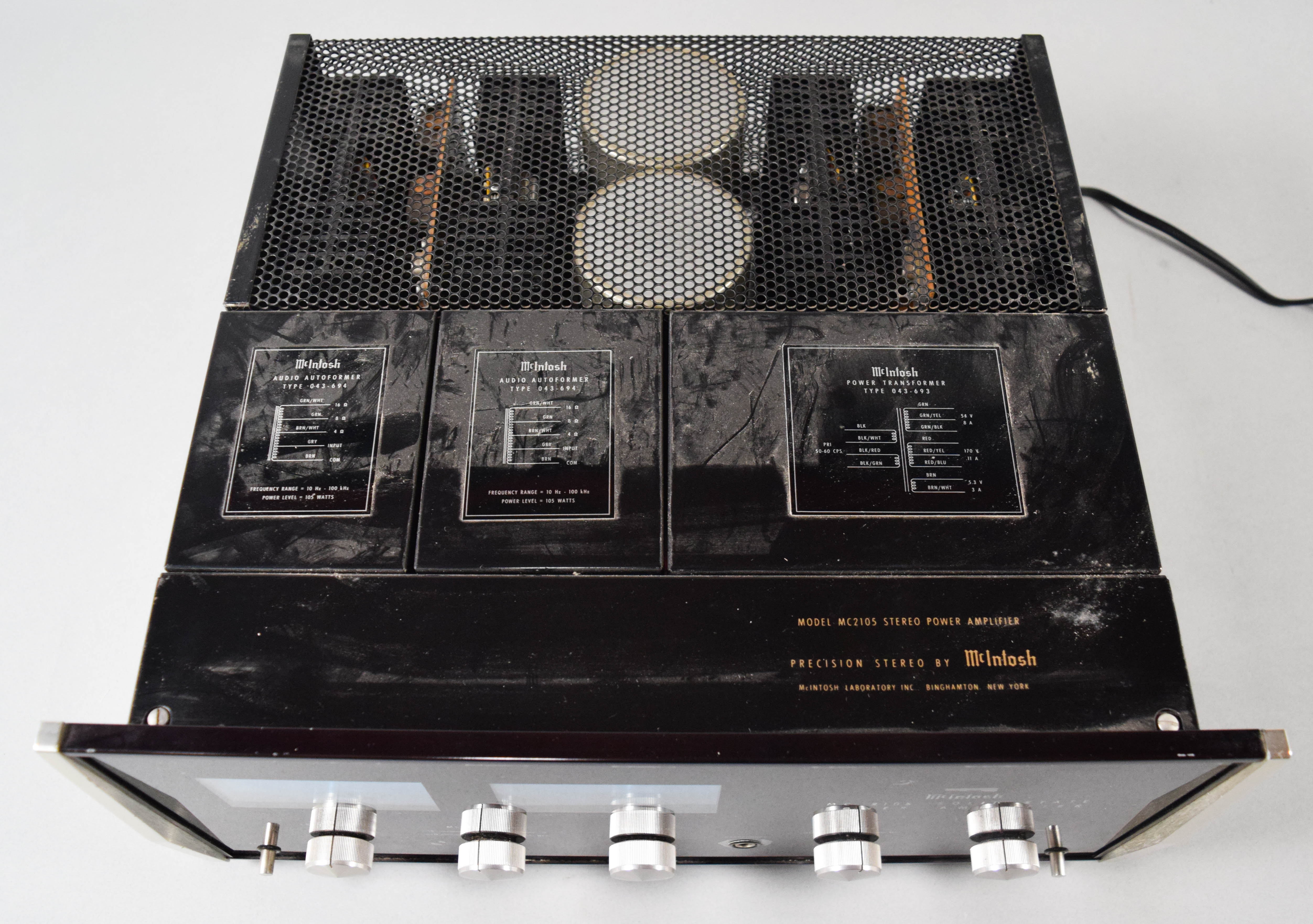 McIntosh Model MC2105 Solid State Stereo Power Amplifier and Assorted Audio Cables
