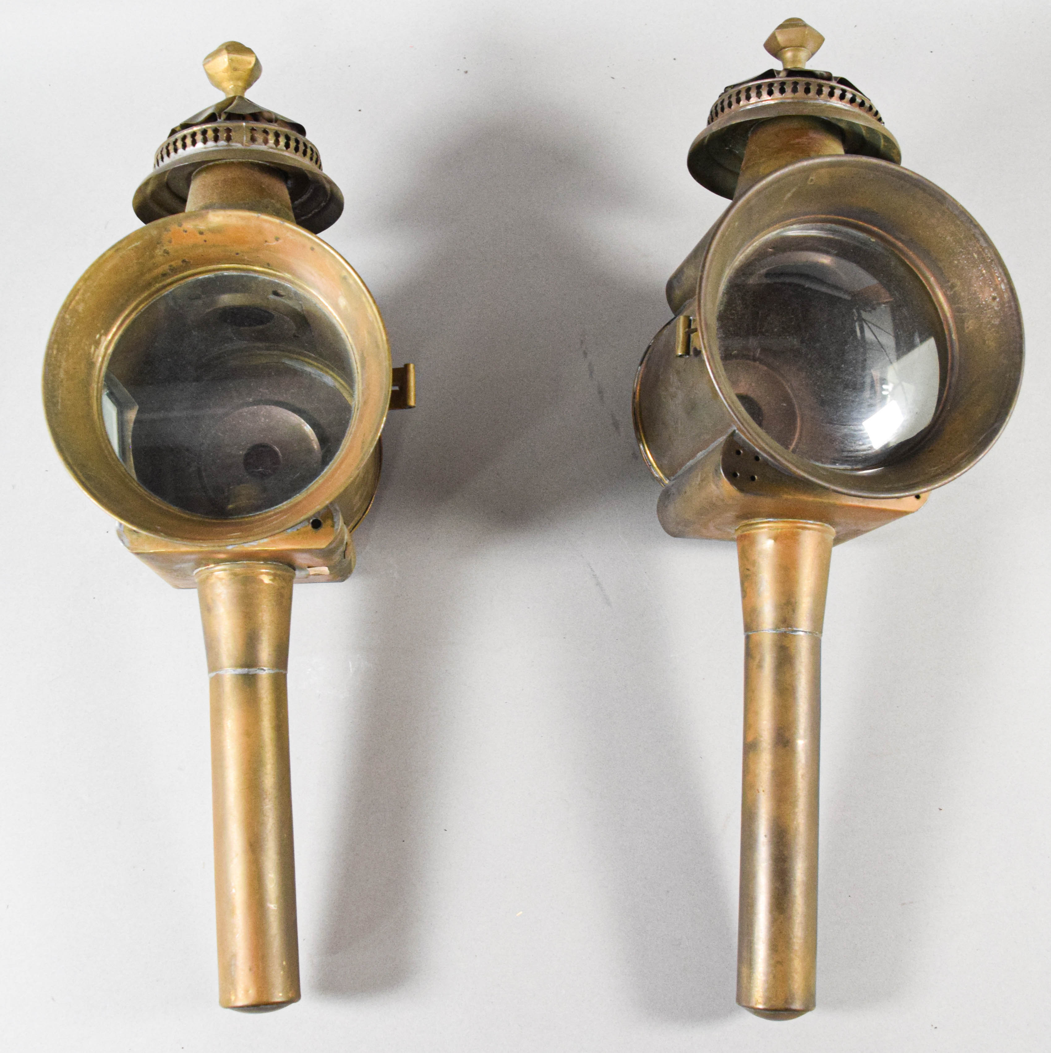 Near Pair of Limehouse Lamp Co. Brass Carriage Lamps