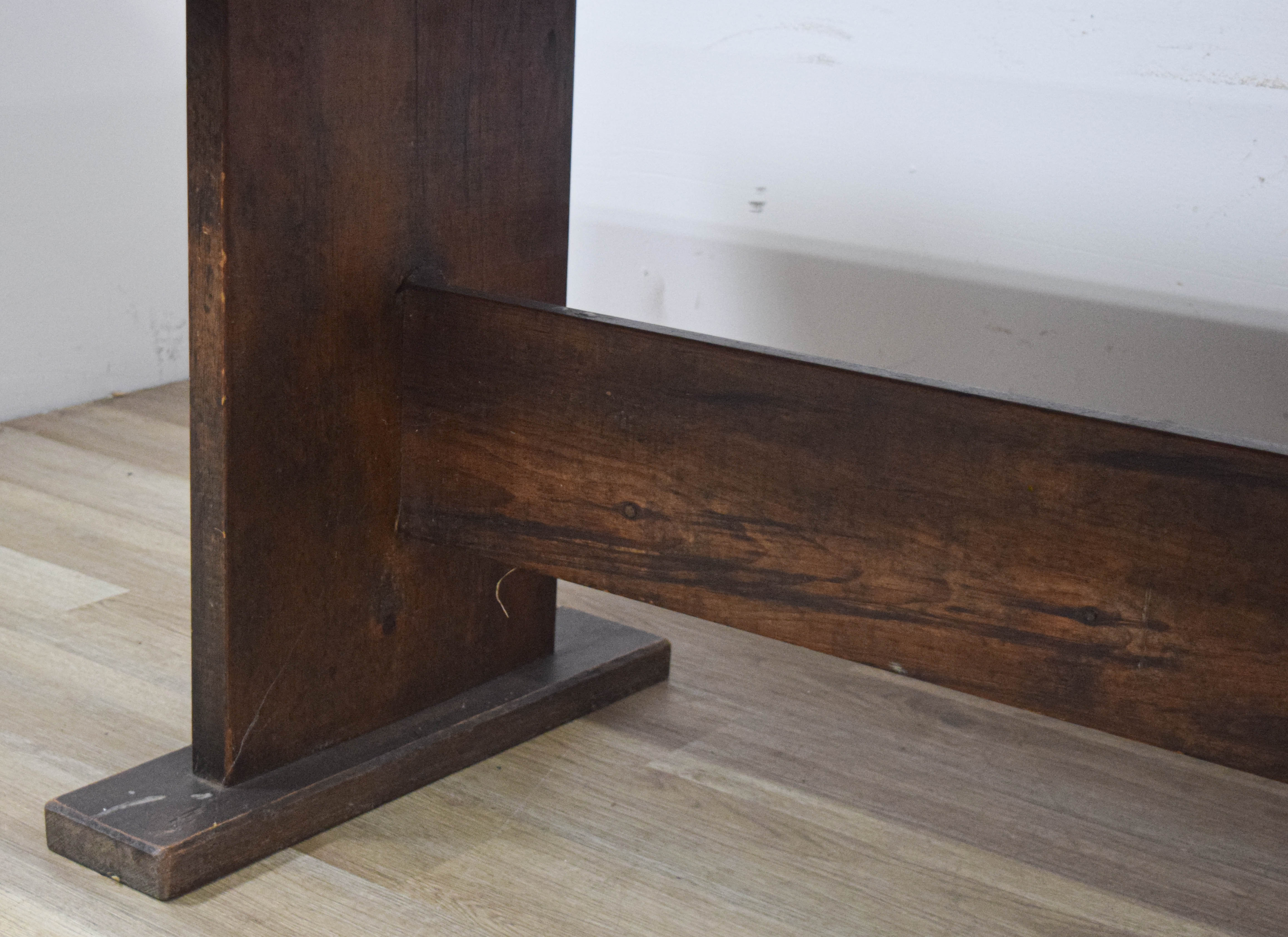 Large Primitive Two-Plank Trestle Dining Table