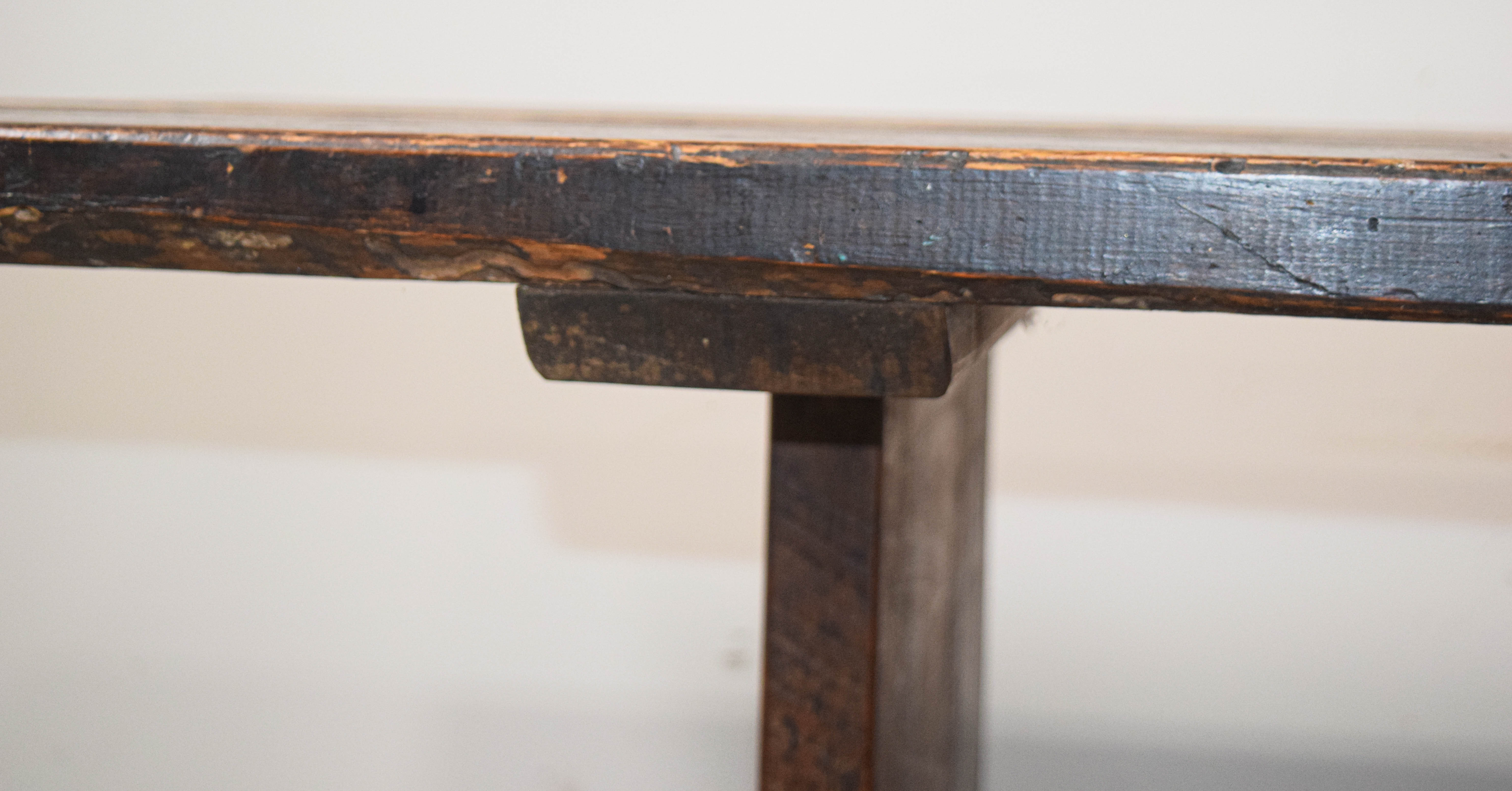 Large Primitive Two-Plank Trestle Dining Table