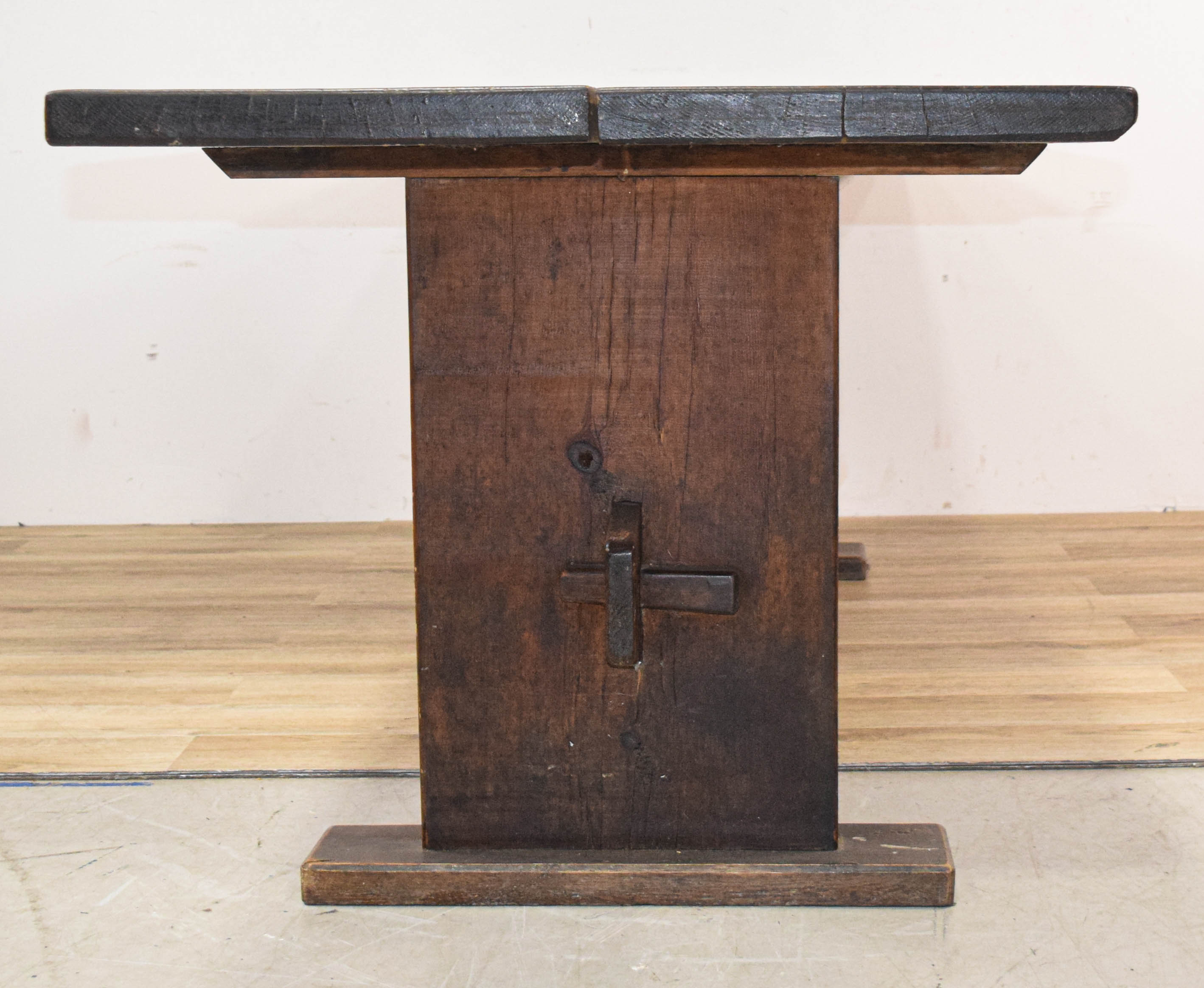 Large Primitive Two-Plank Trestle Dining Table