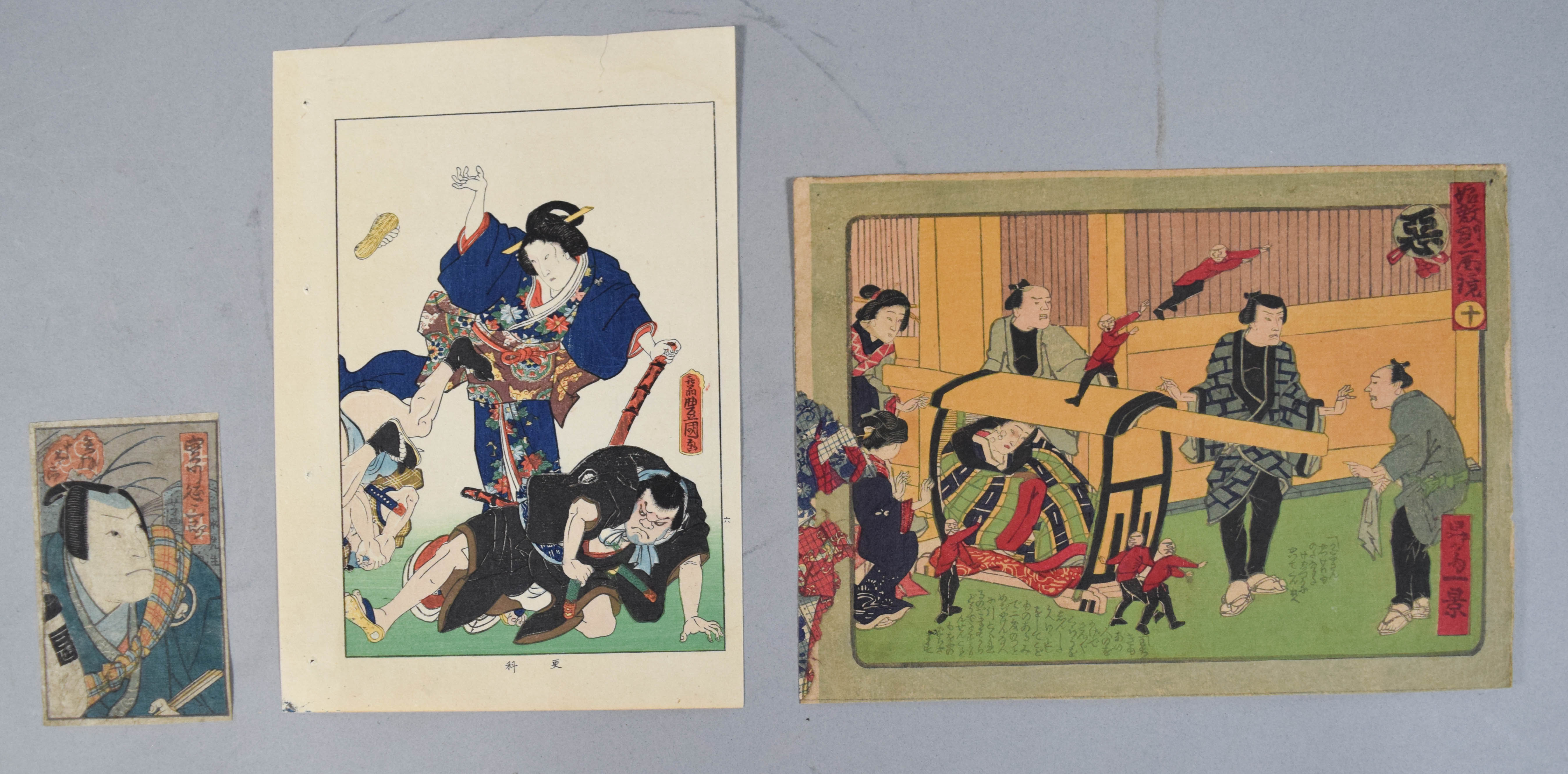 Group of 3 Japanese Woodblock Prints Incl Utagawa Toyokuni III