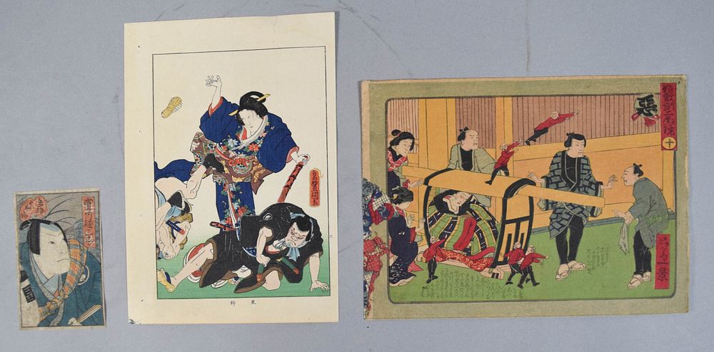 Lot 163: Group of 3 Japanese Woodblock Prints Incl Utagawa Toyokuni III