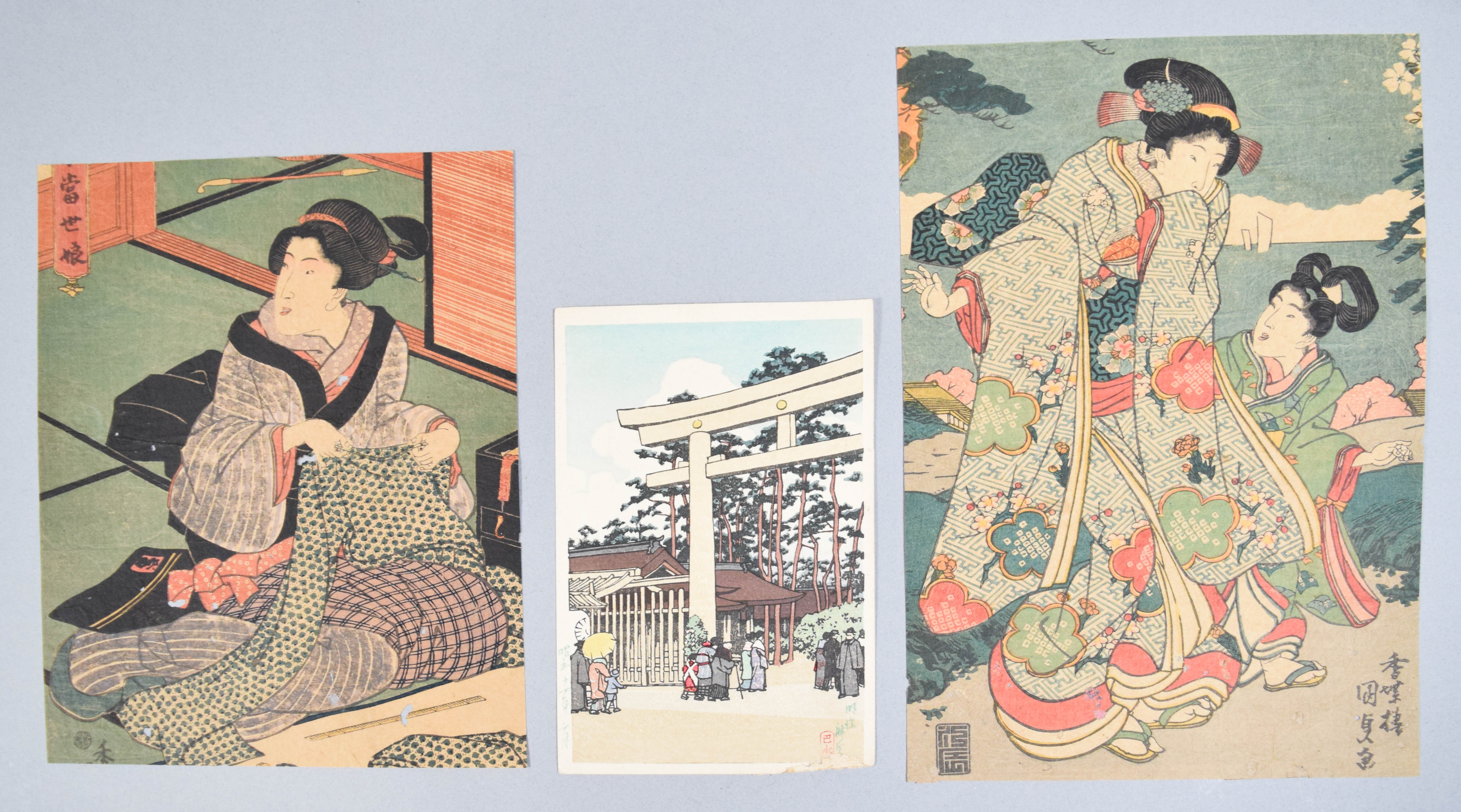 Group of 3 Japanese Woodblocks (Kochi-ro Kunisada & Kawase Hasui)
