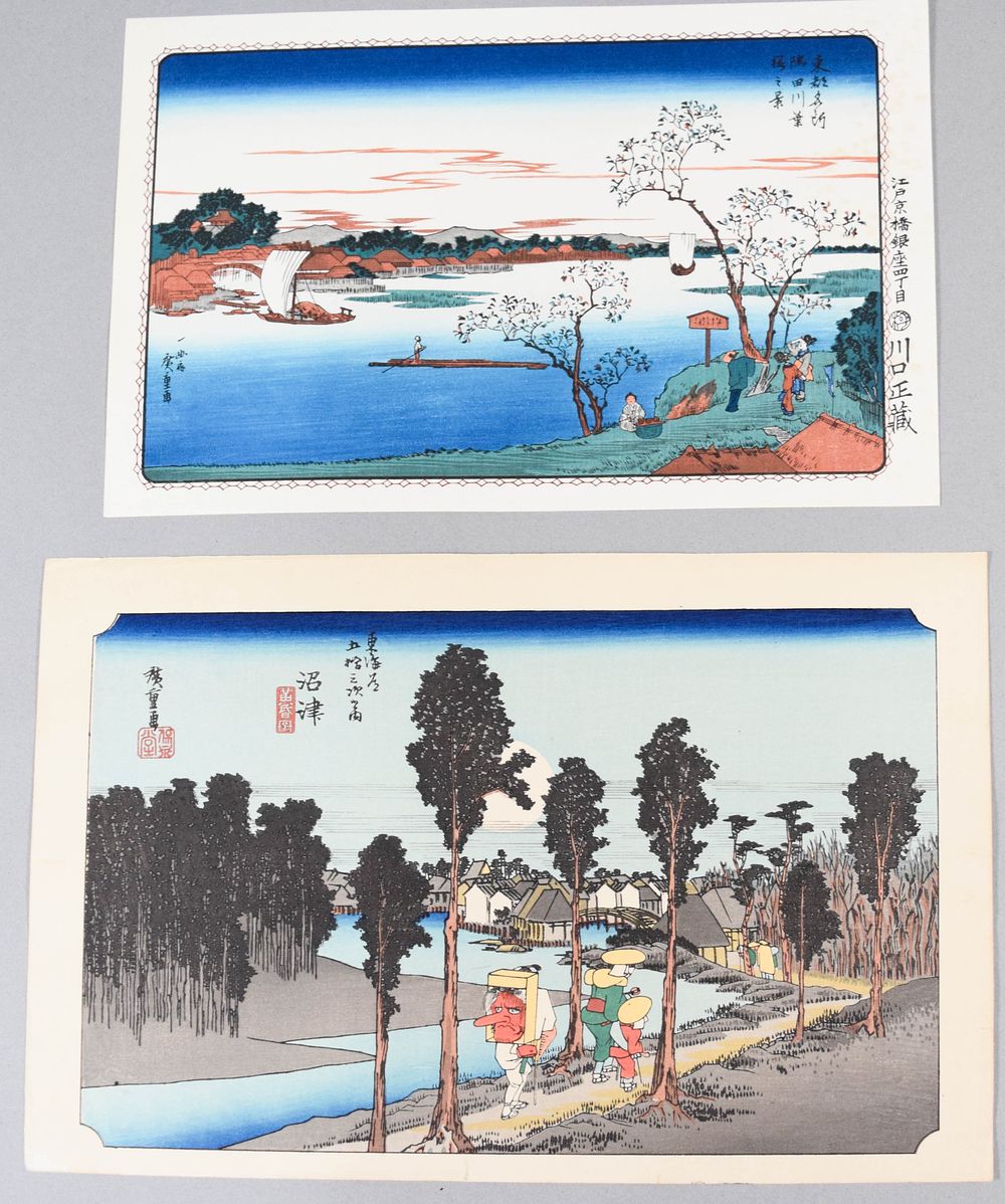 Lot 340: 2 Utagawa Hiroshige Woodblock Prints: Sumida River and Numazu