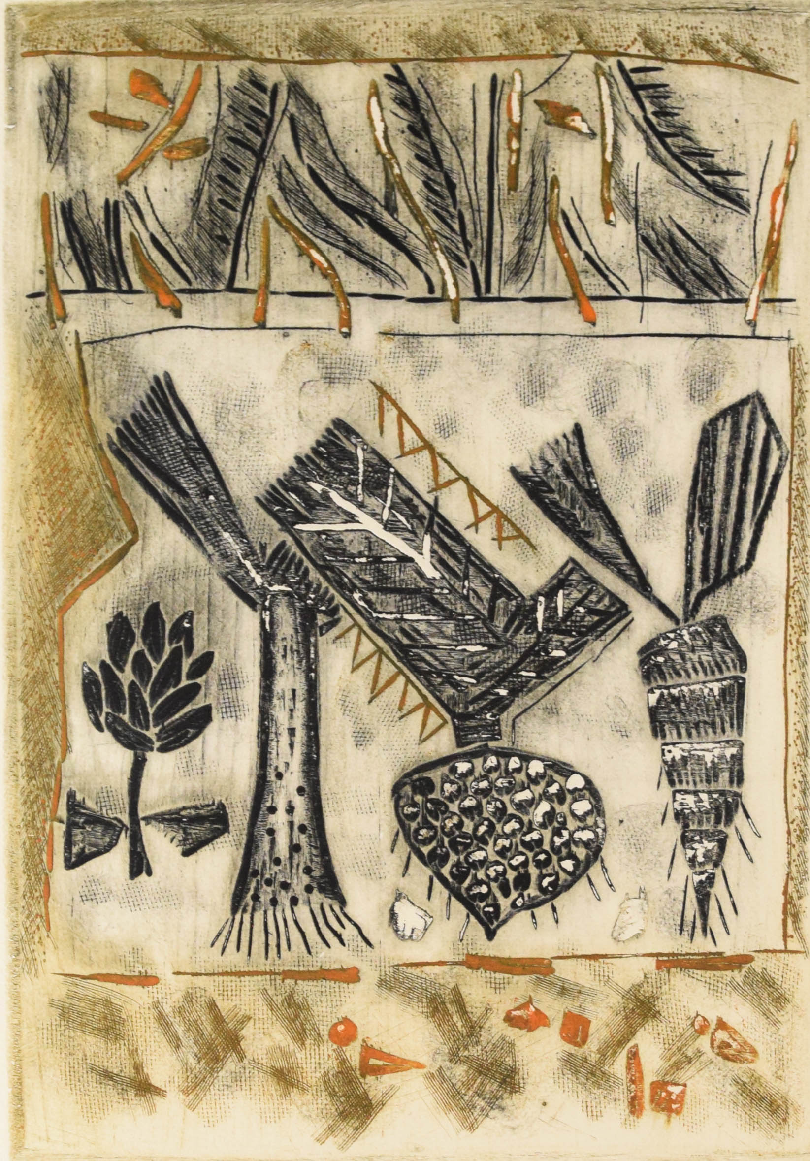 Louttre B. (Marc-Antoine Bissiere) Intaglio Print Legumes en Goguettes