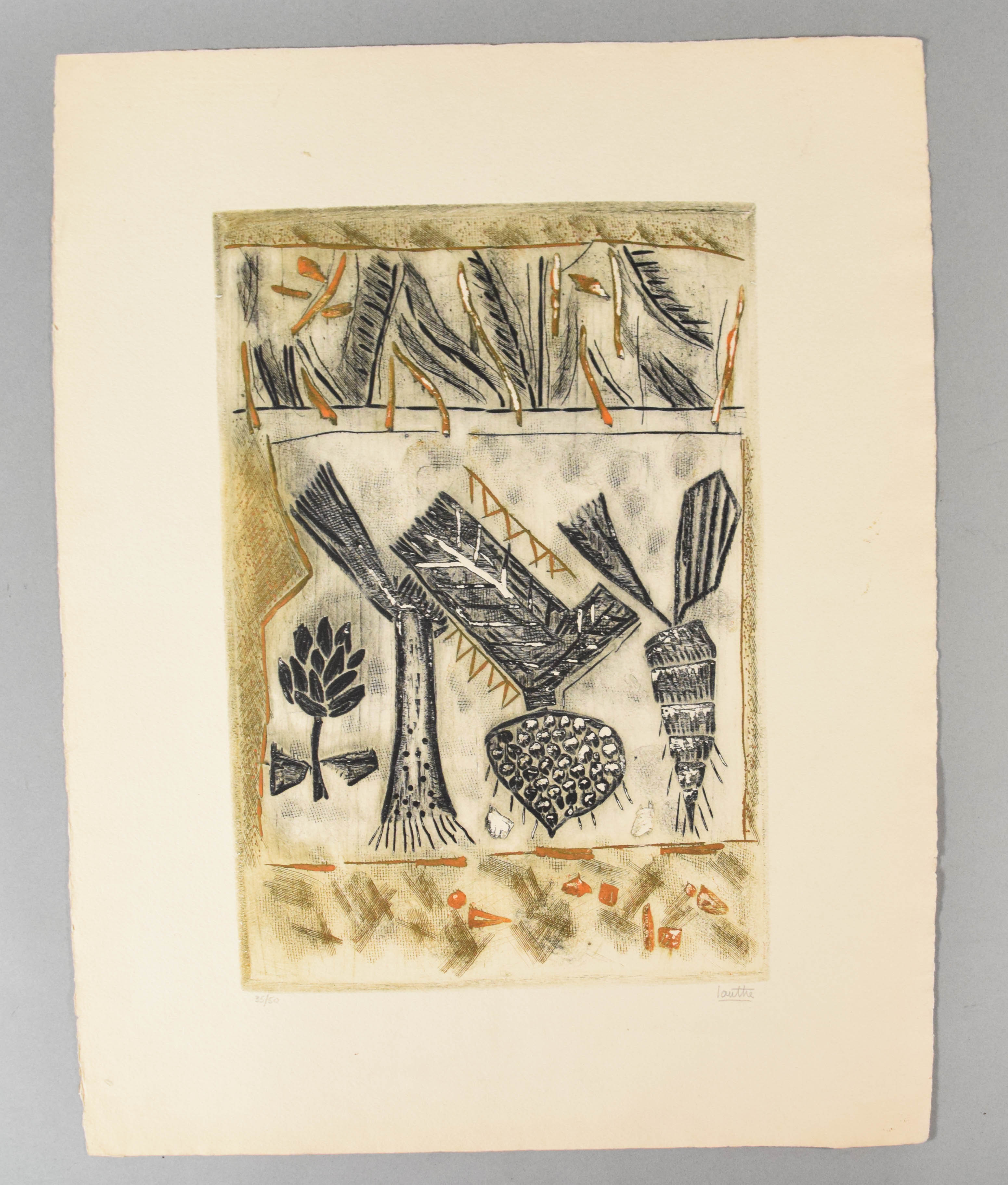 Louttre B. (Marc-Antoine Bissiere) Intaglio Print Legumes en Goguettes