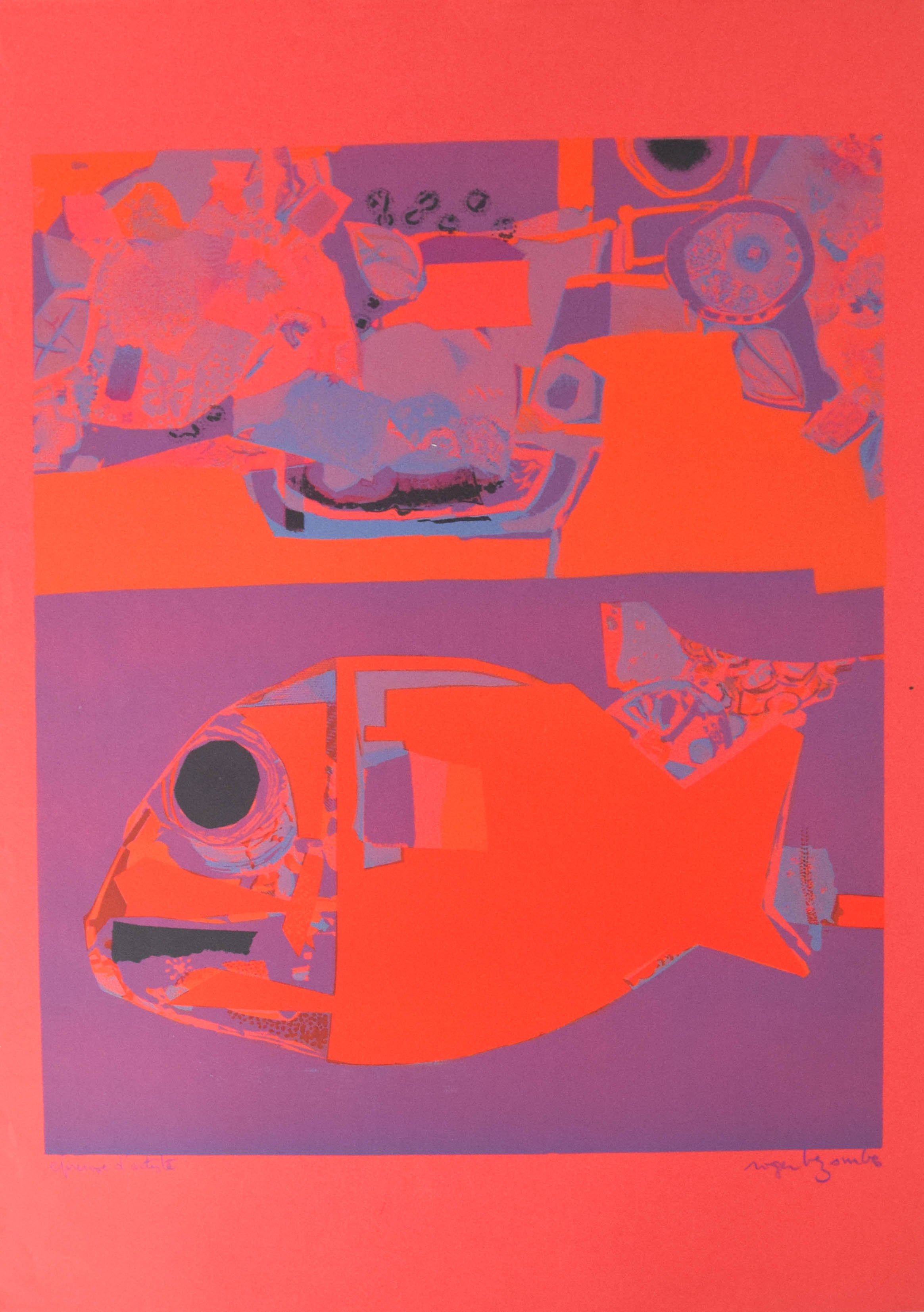 Roger Bezombes Artist's Proof Lithograph Red Fish
