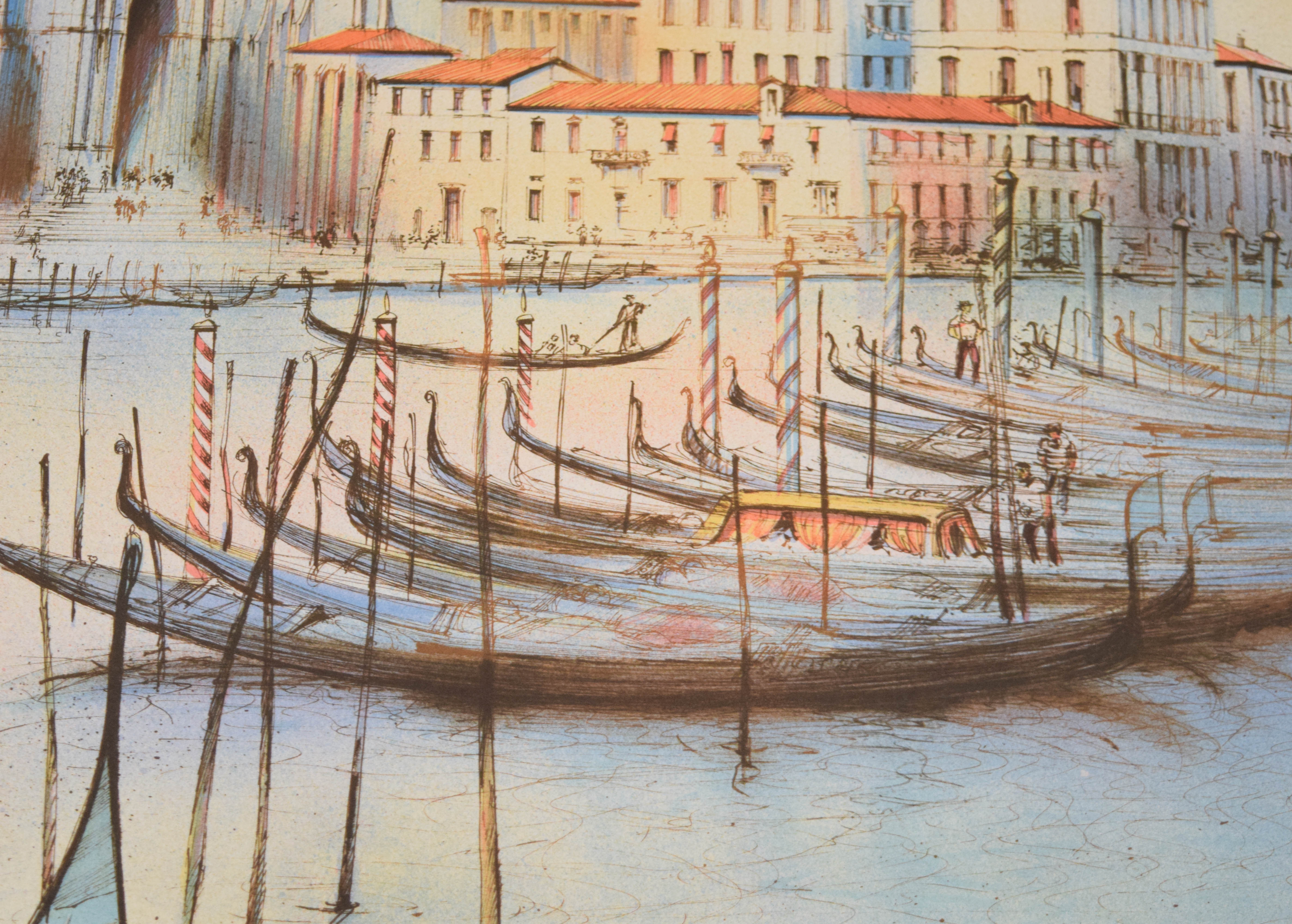 Rolf Rafflewski Lithograph Venice Canal Scene
