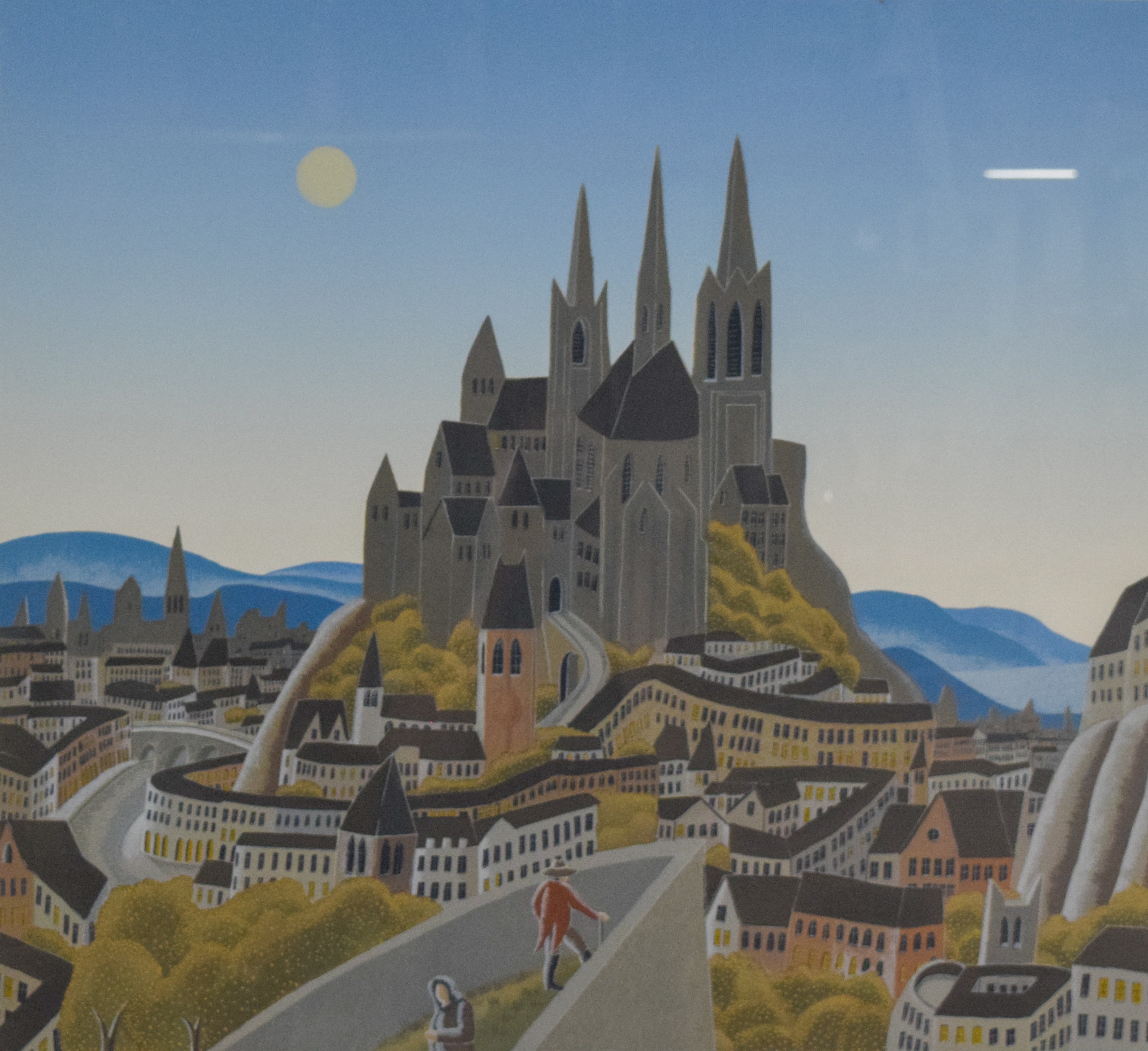 Thomas McKnight Serigraph Hilltop Cathedral Cityscape
