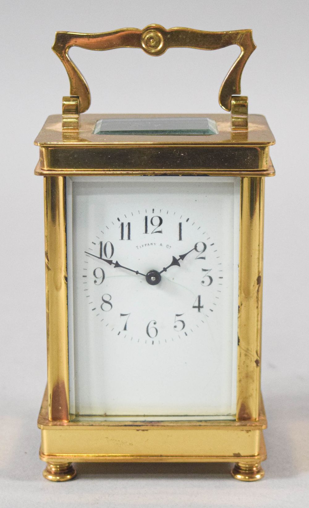 Lot 264: Tiffany and Co. French Brass Carriage Clock with Travel Case
