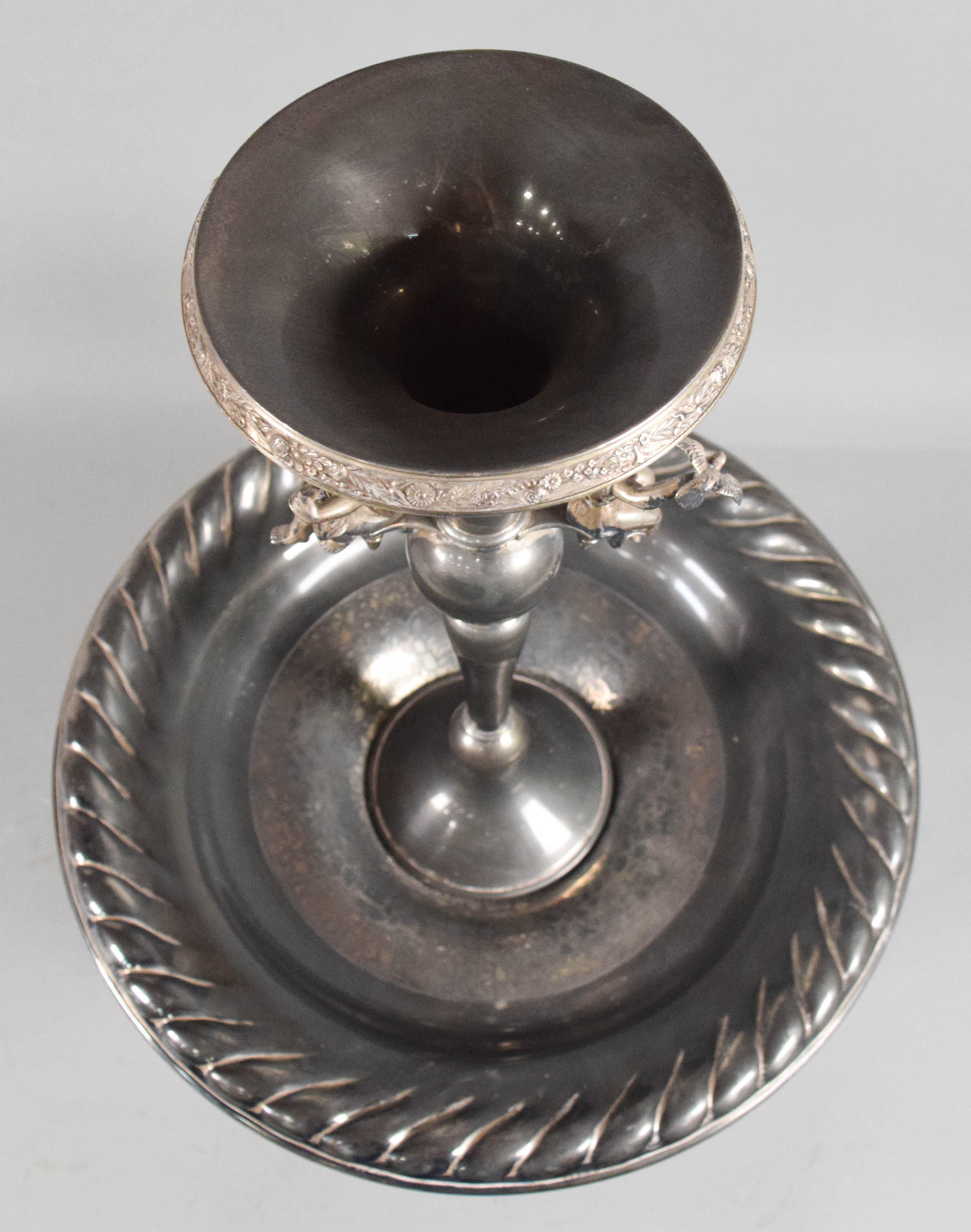 Monumental Victorian Style Silver Plated Figural Centerpiece